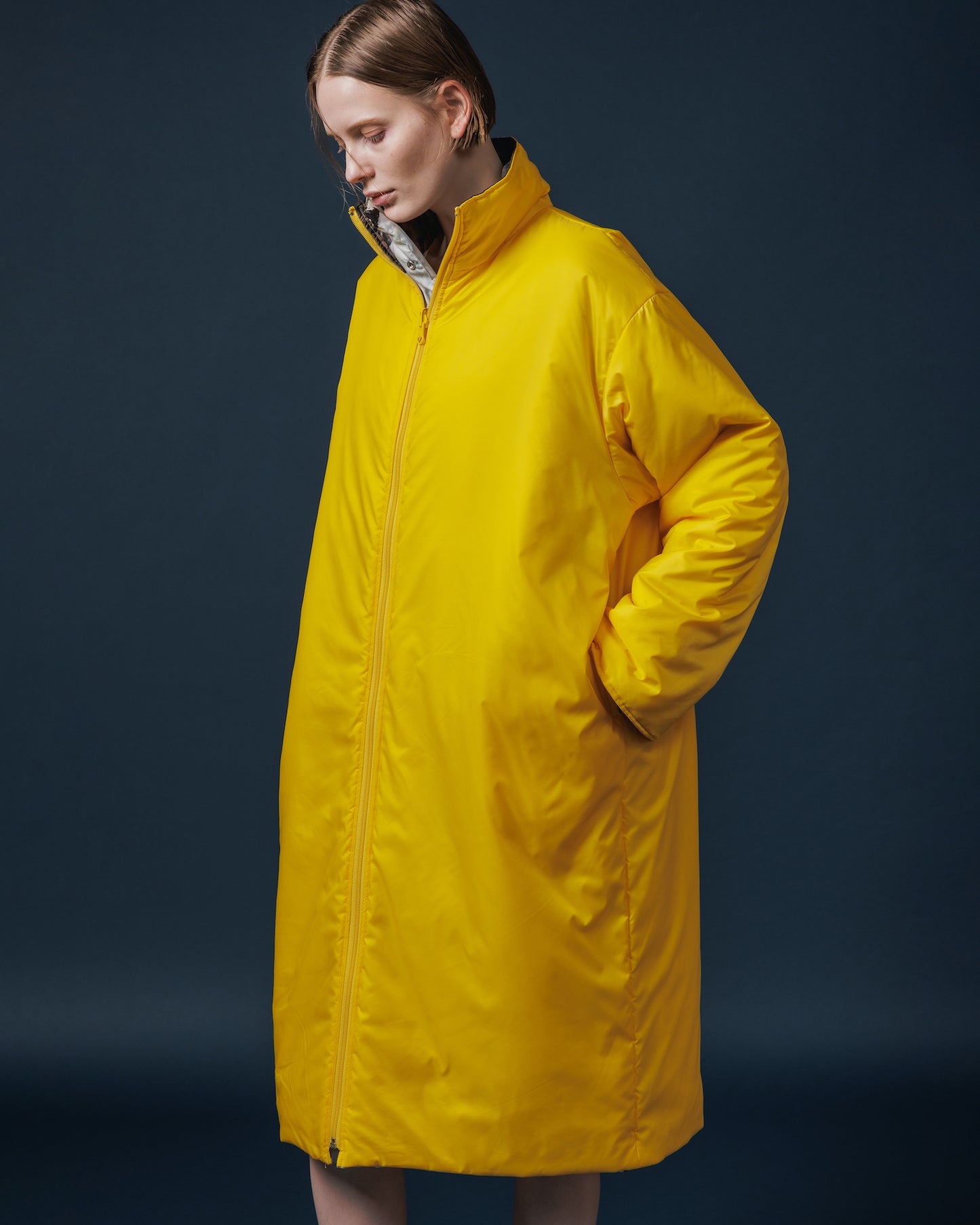 REVERSIBLE PADDING COAT (WATERFALL x YELLOW)