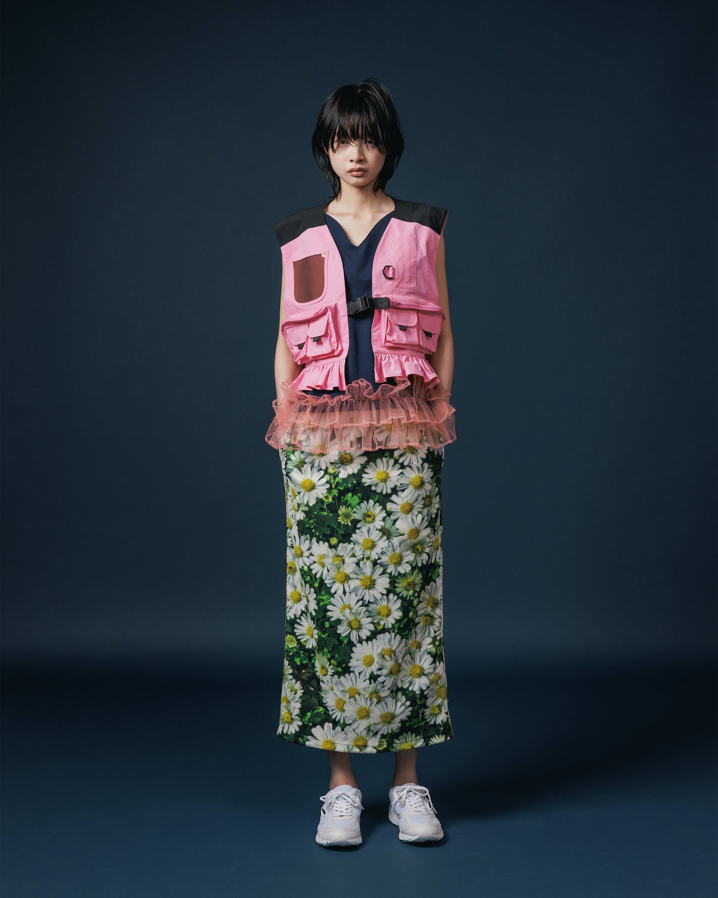 MULTIPOCKET FRILLVEST (PINK)