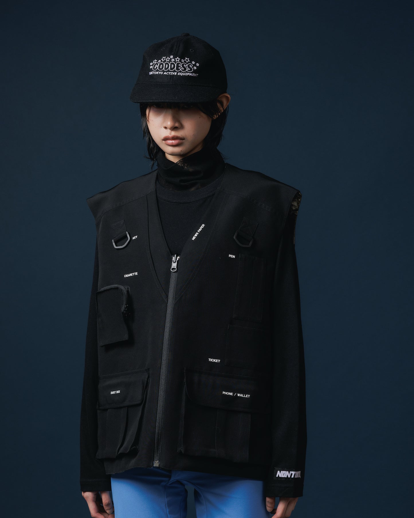 SHEER HIGH NECK L/S T-SHIRT (BLACK)