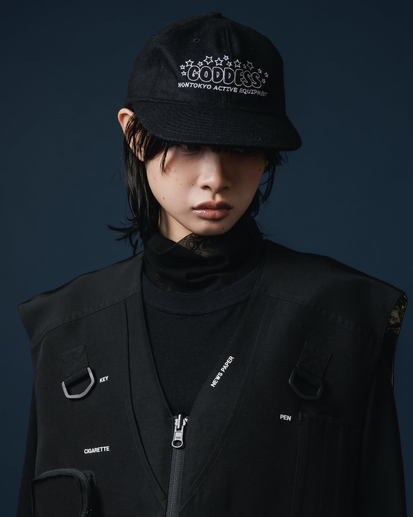 SHEER HIGH NECK L/S T-SHIRT (BLACK)