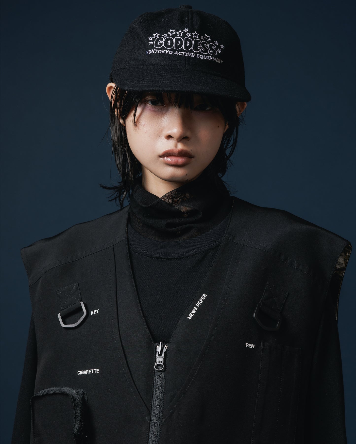 SHEER HIGH NECK L/S T-SHIRT (BLACK)