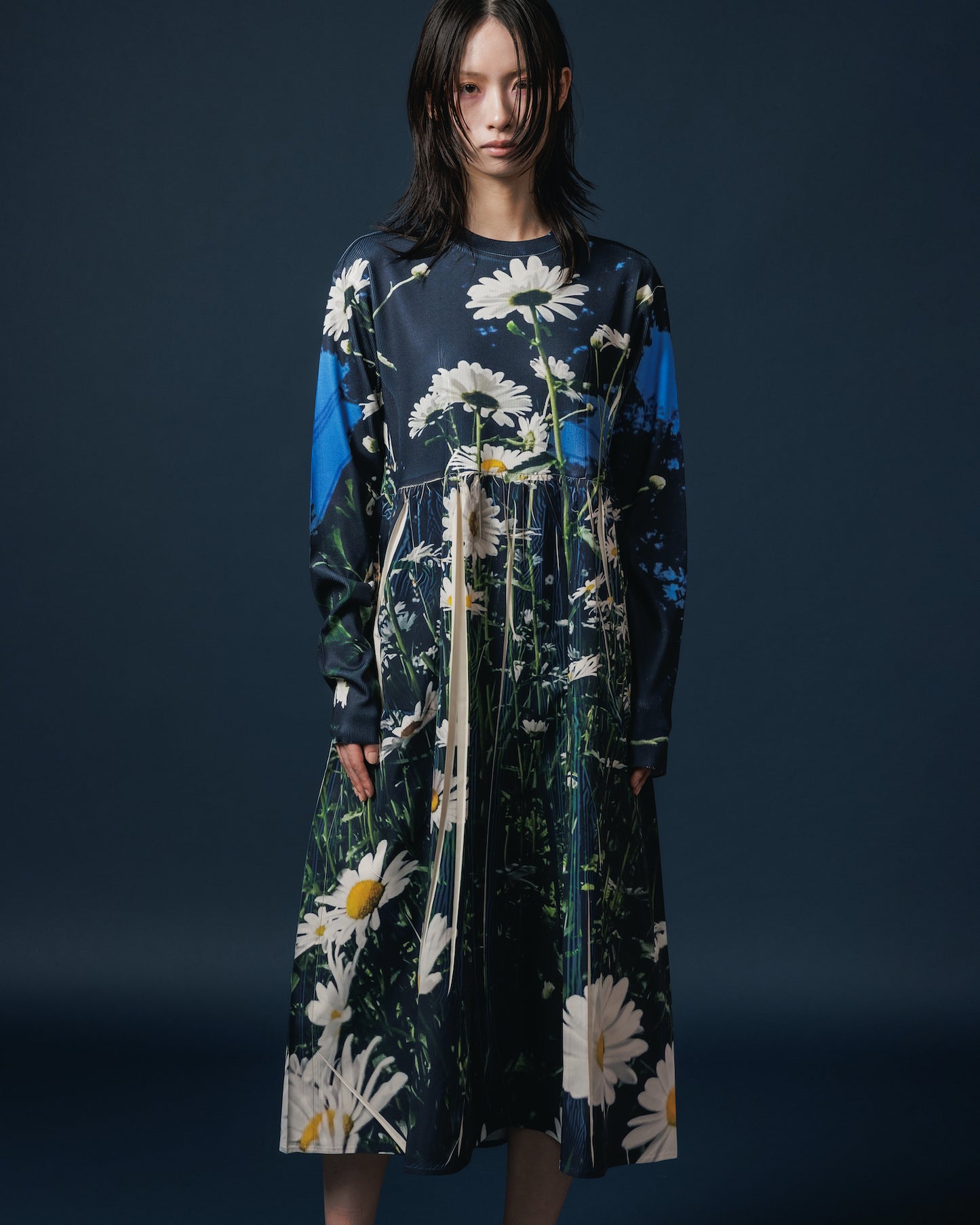 DIRECT PRINT RIB GATHER O/P (FLOWER)