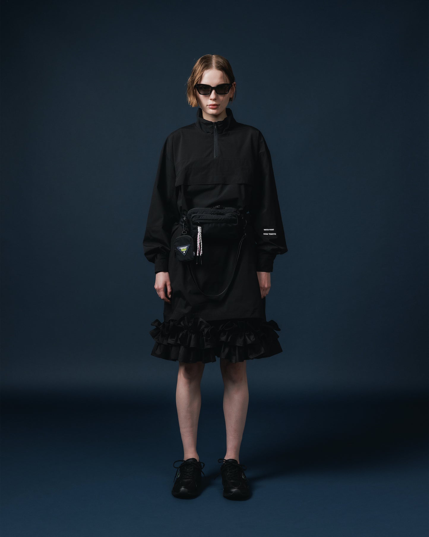 FRILL LAYER NYLONONE-PIECE (BLACK)