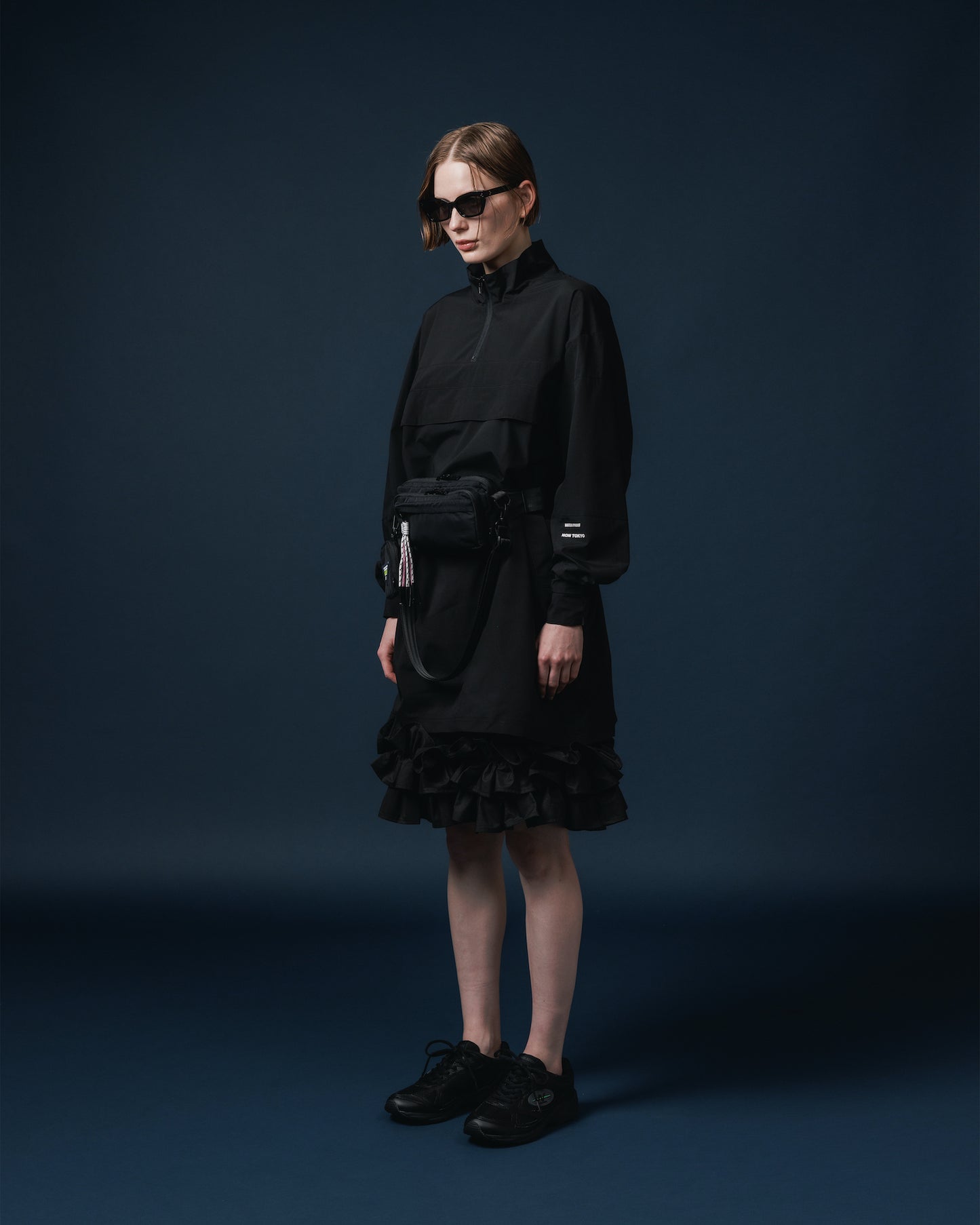 FRILL LAYER NYLONONE-PIECE (BLACK)