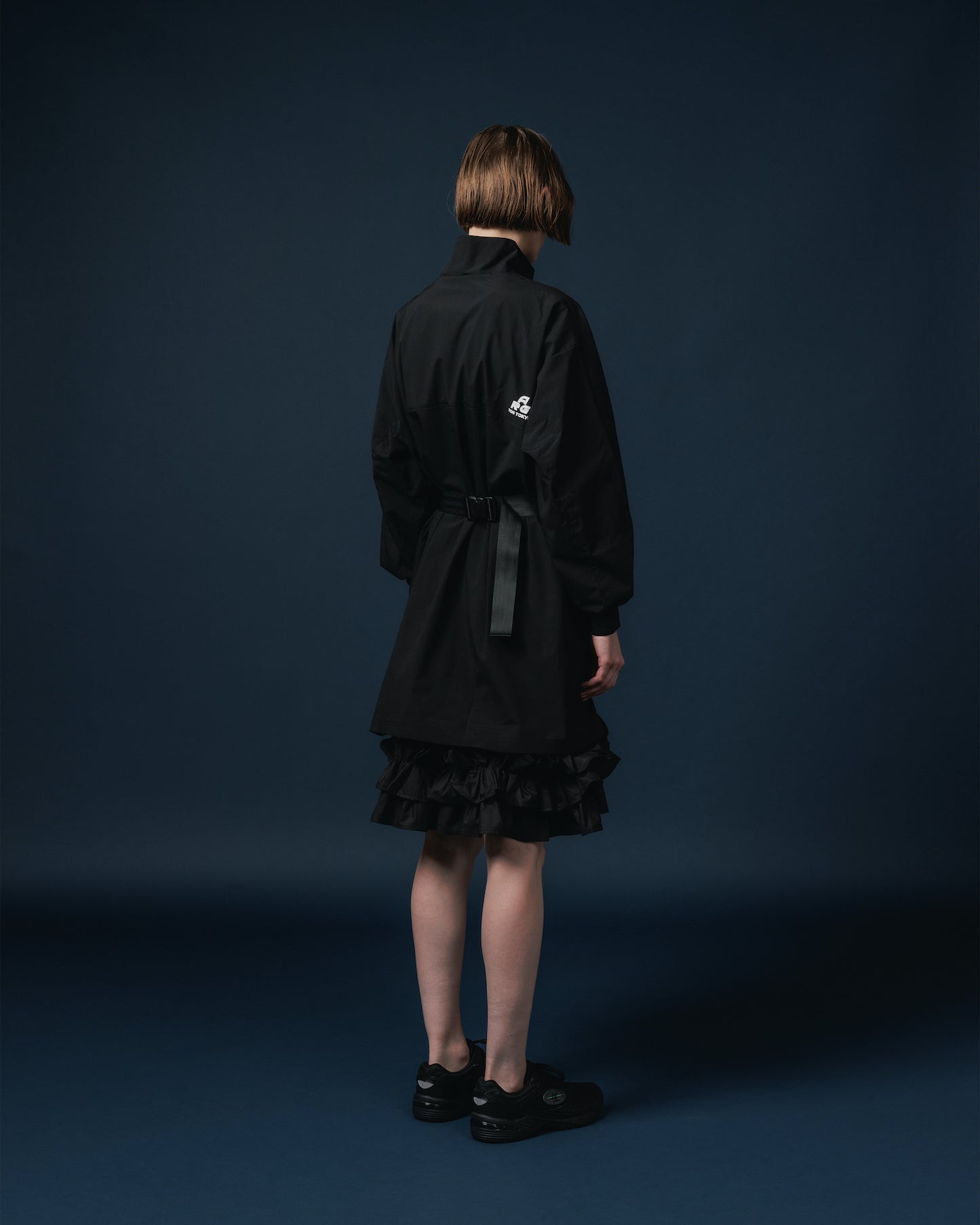 FRILL LAYER NYLONONE-PIECE (BLACK)