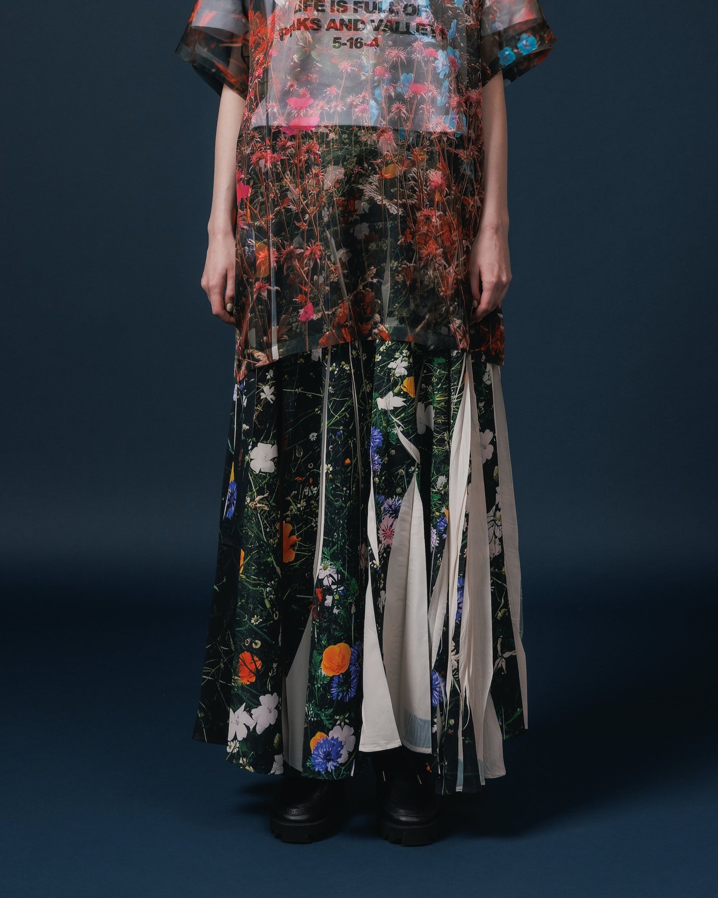 DIRECT PRINT RIBBON SKIRT (FLOWER)