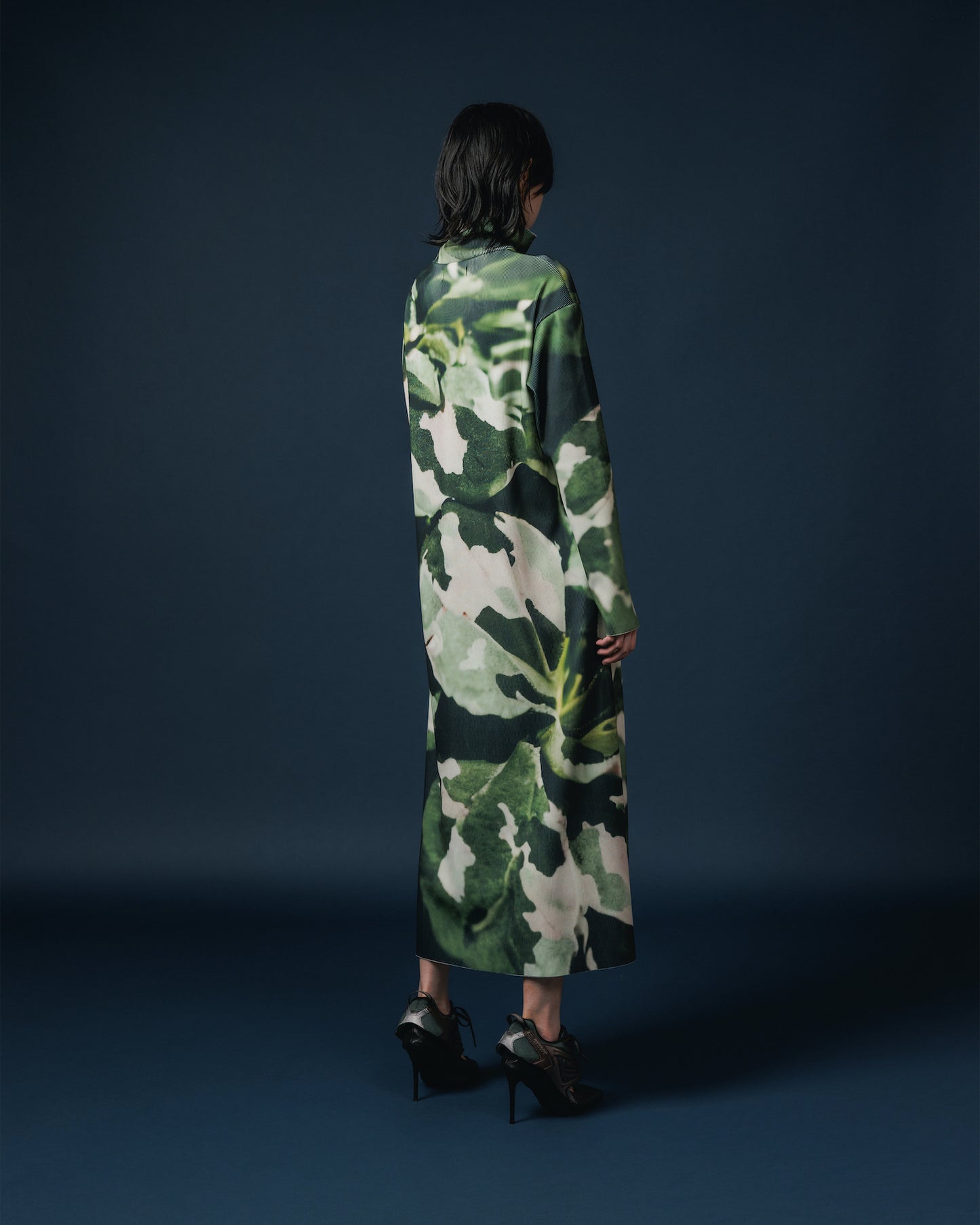 PRINT RIB HI-NECK ONE-PIECE (CAMO)