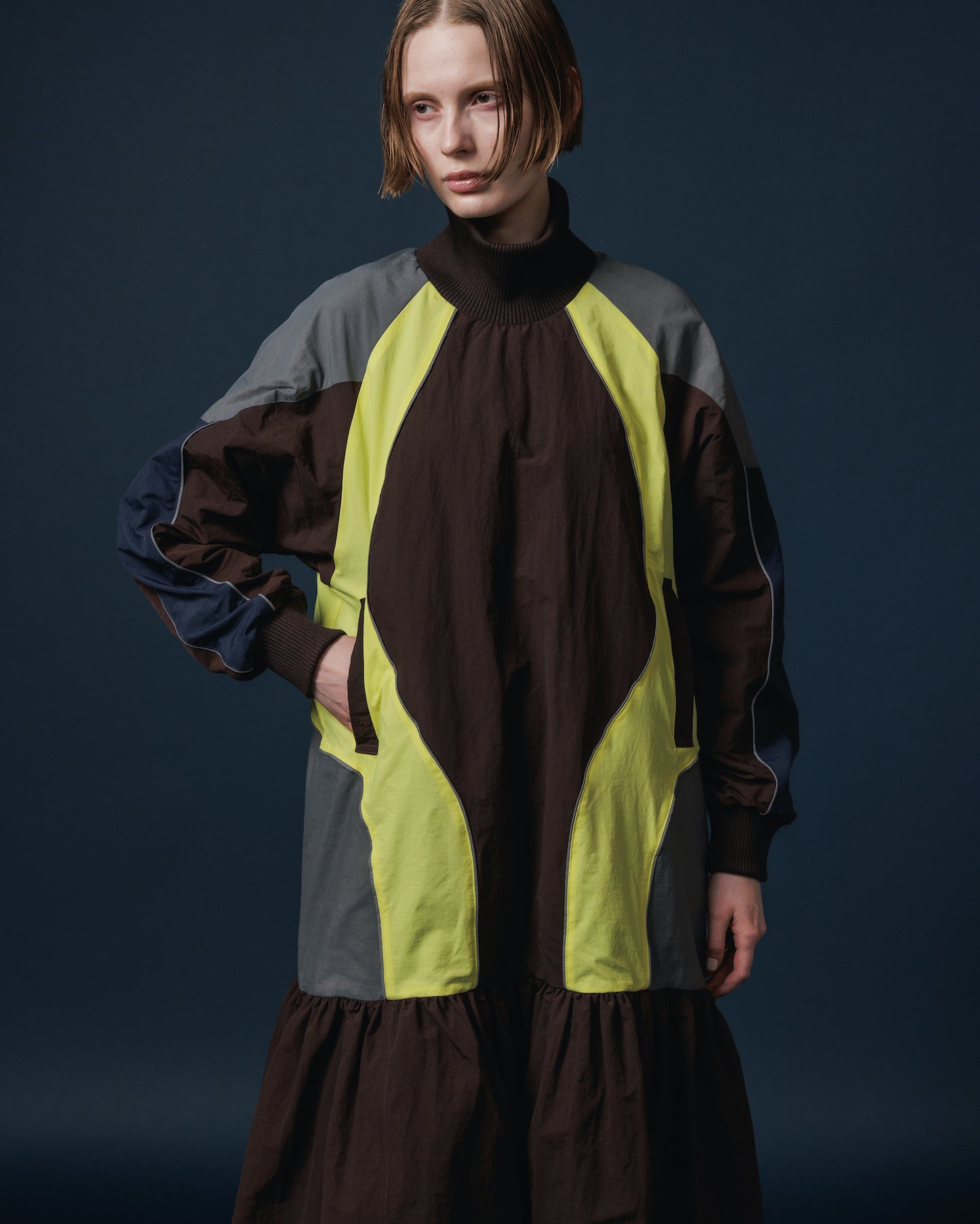 SWITCHING NYLON ONE-PIECE (BROWN x YELLOW)