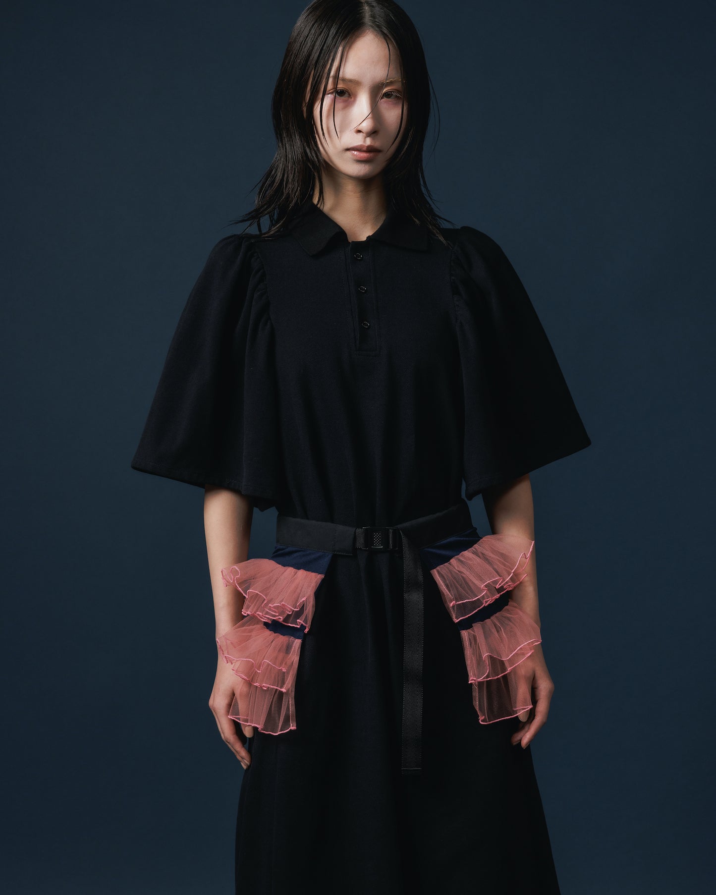 TULLE FRILL BELT (NAVY x PINK)