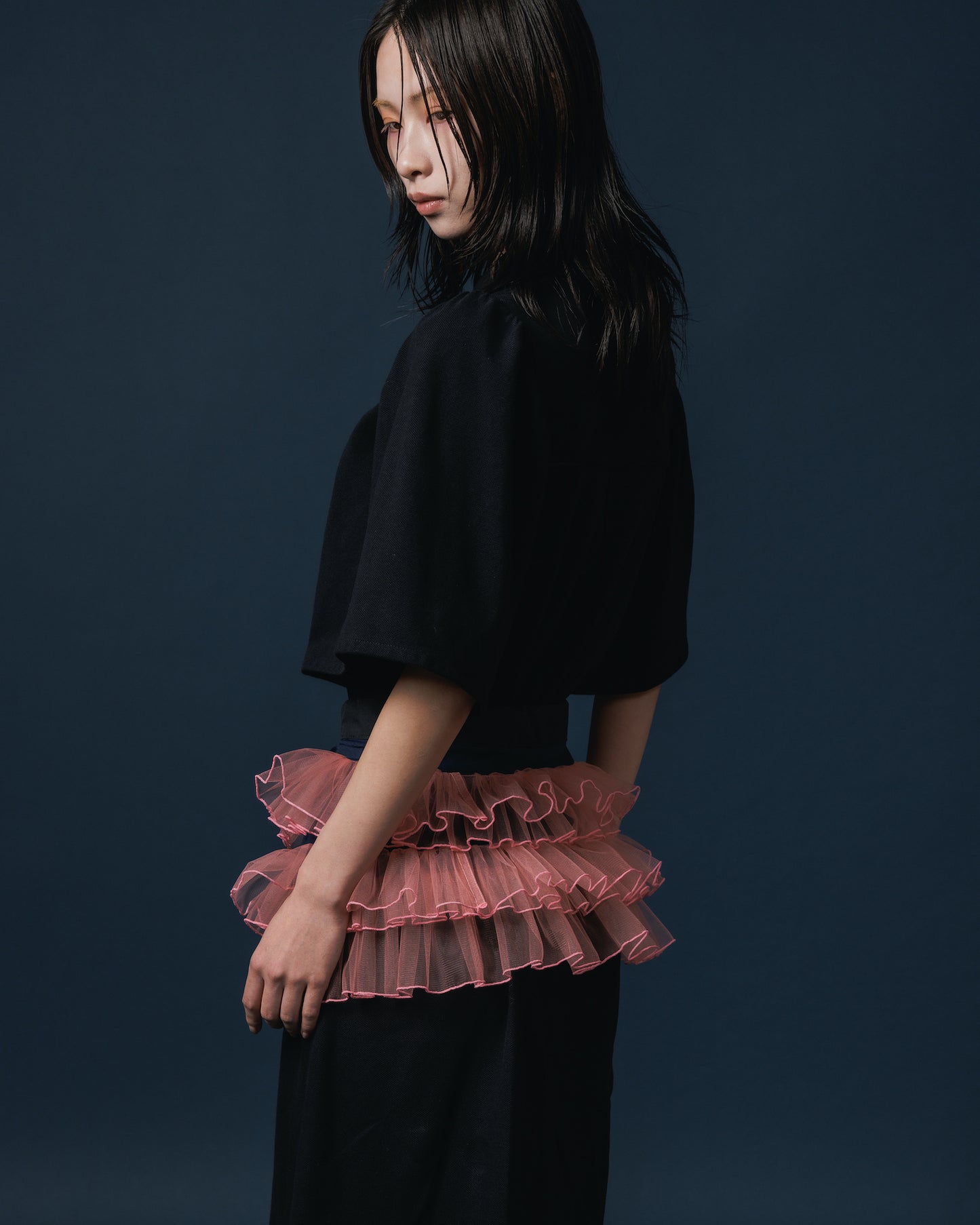 TULLE FRILL BELT (NAVY x PINK)