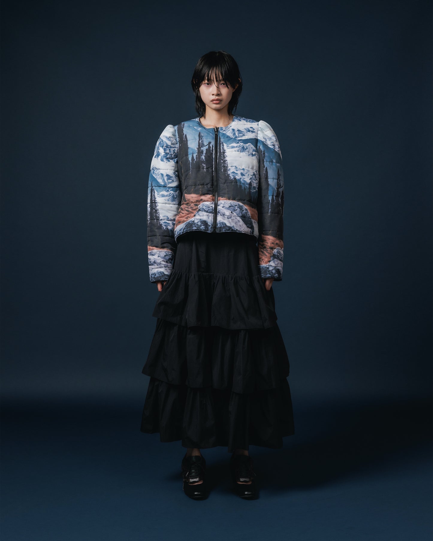 REVERSIBLE PUFFSLEEVE PADDING JACKET (MOUNTAIN x PINK)