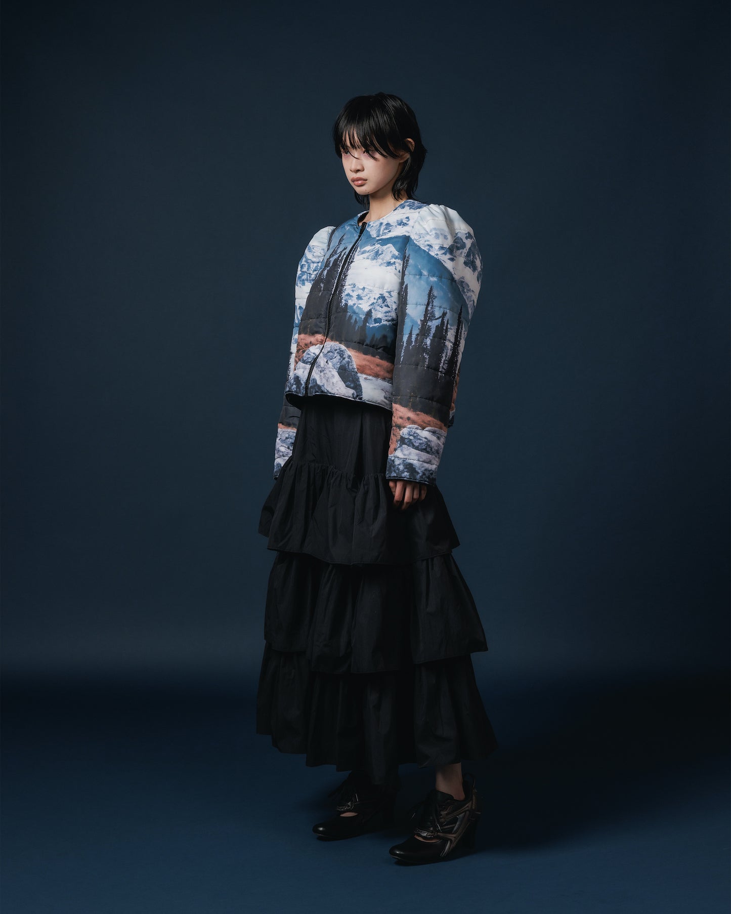 REVERSIBLE PUFFSLEEVE PADDING JACKET (MOUNTAIN x PINK)