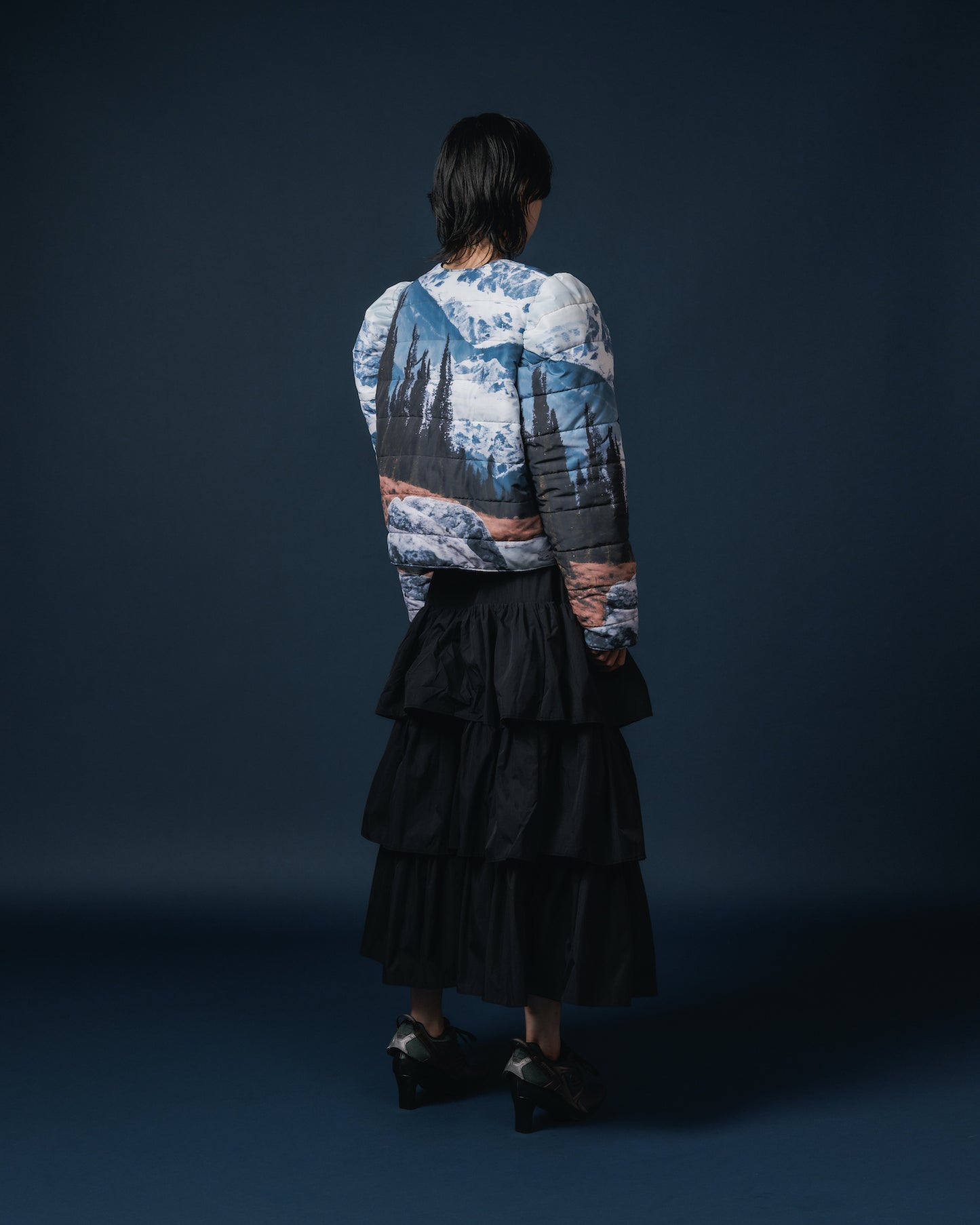 REVERSIBLE PUFFSLEEVE PADDING JACKET (MOUNTAIN x PINK)