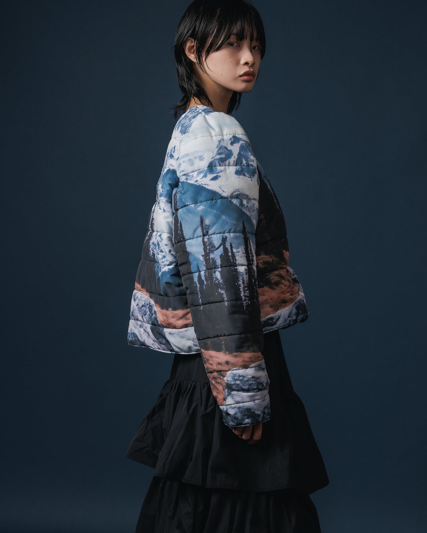 REVERSIBLE PUFFSLEEVE PADDING JACKET (MOUNTAIN x PINK)