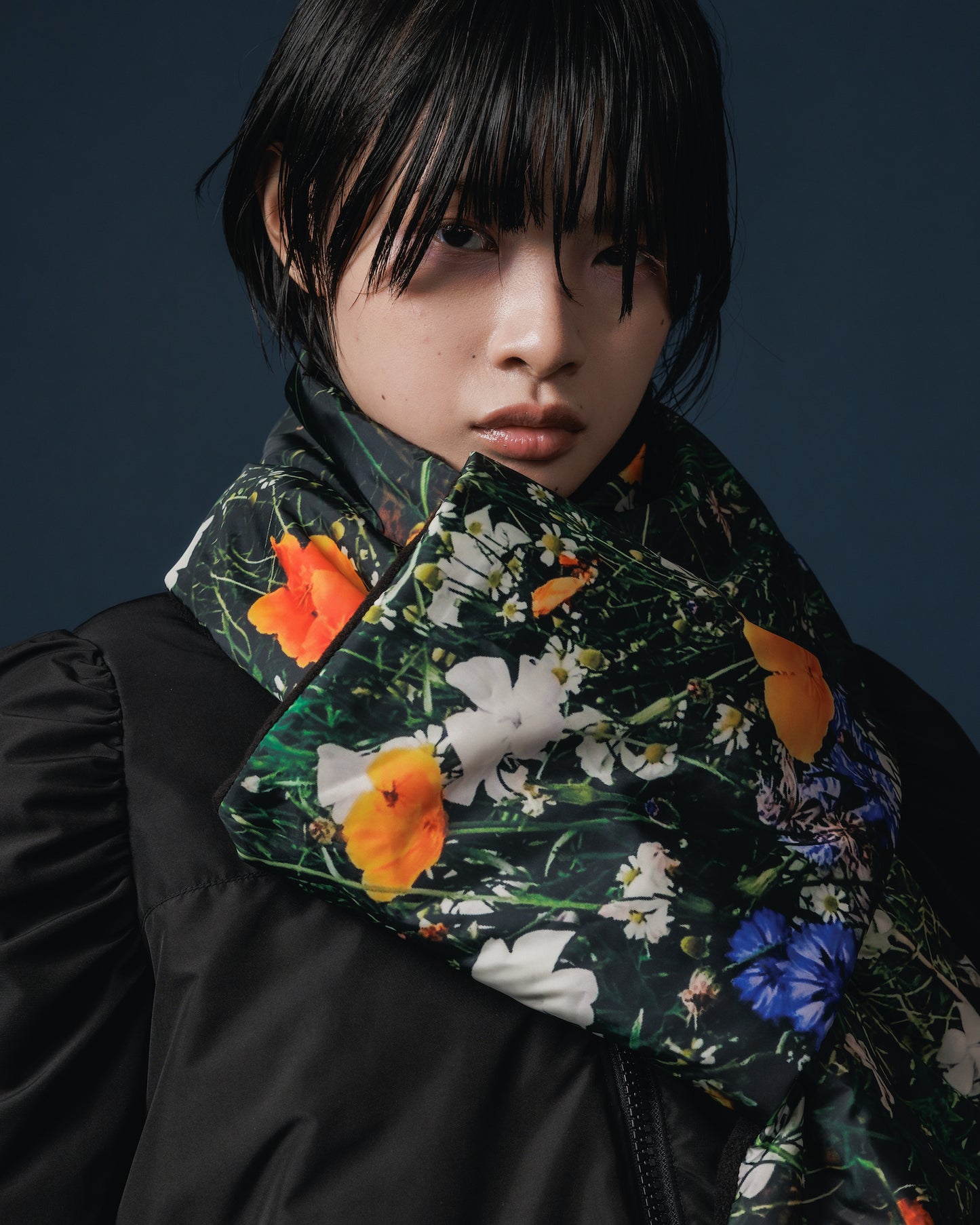 PRINT PADDING MUFFLER (FLOWER)