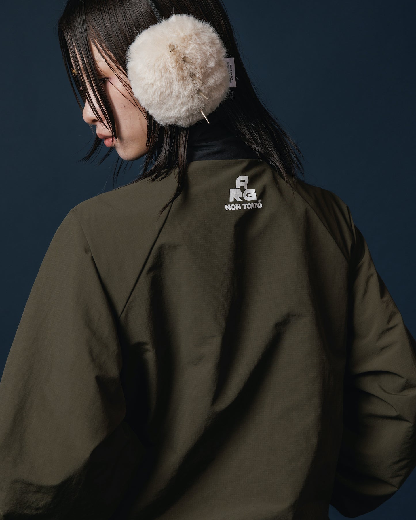 REVERSIBLE SWITCHING BLOUSON & SCARF (MUSTARD  x KHAKI)
