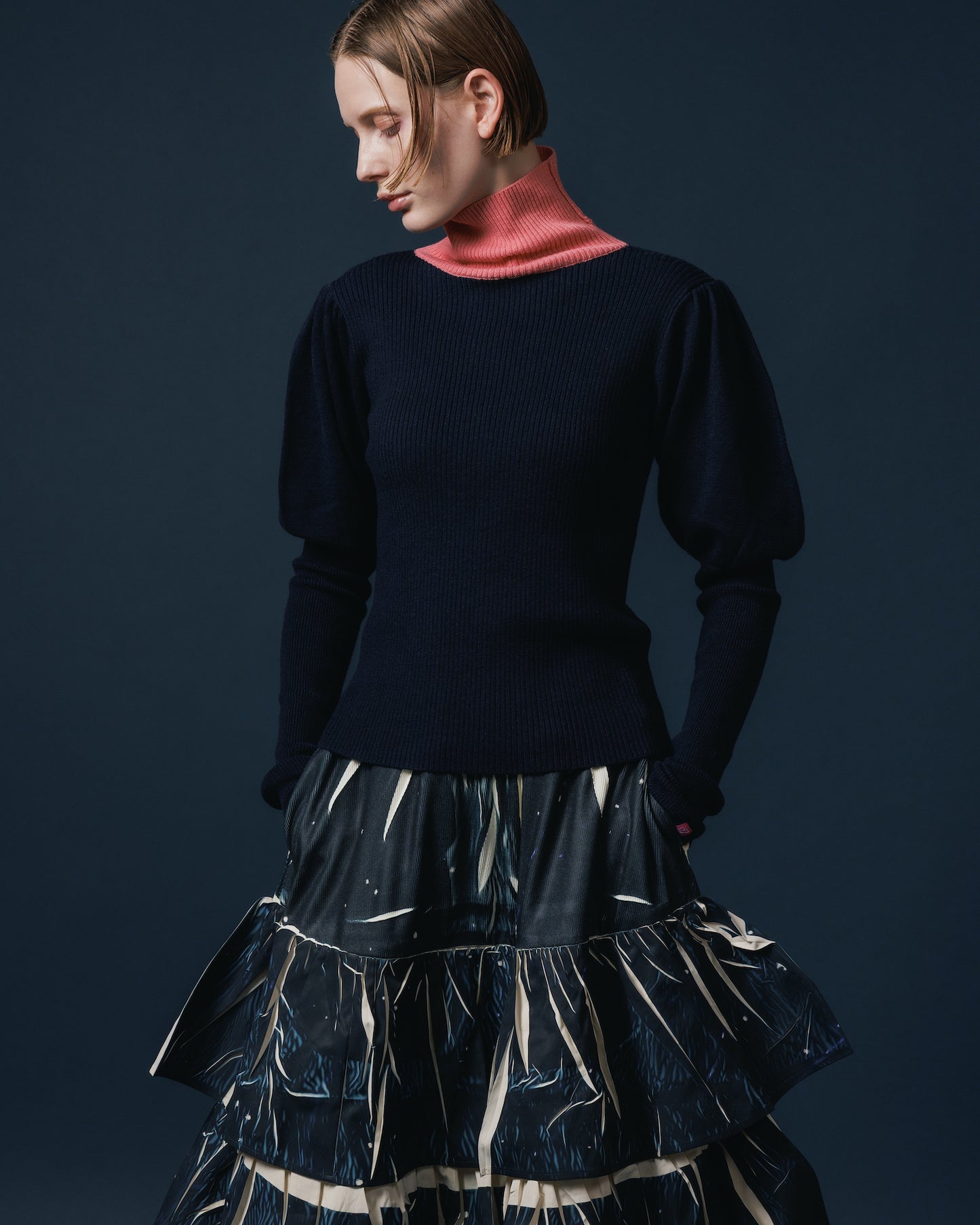 PUFFSLEEVE KNIT (NAVY)