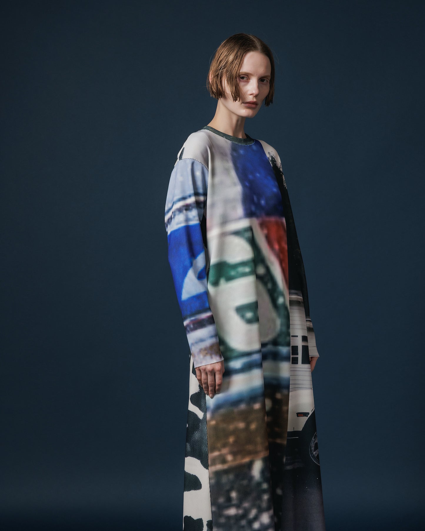 PRINT RIB L/S ONE-PIECE (COLLAGE)