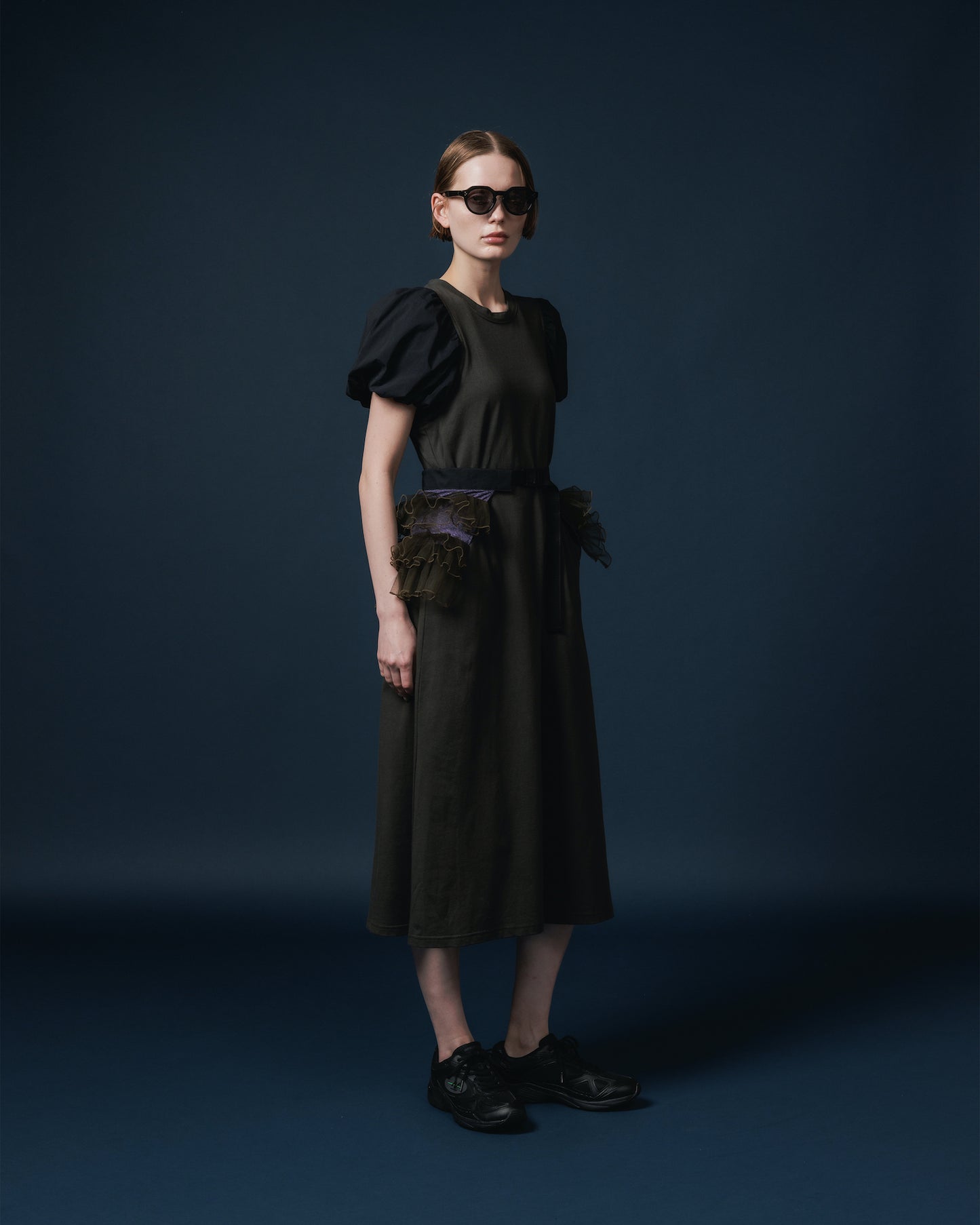 TULLE FRILL BELT (PURPLE x KHAKI)