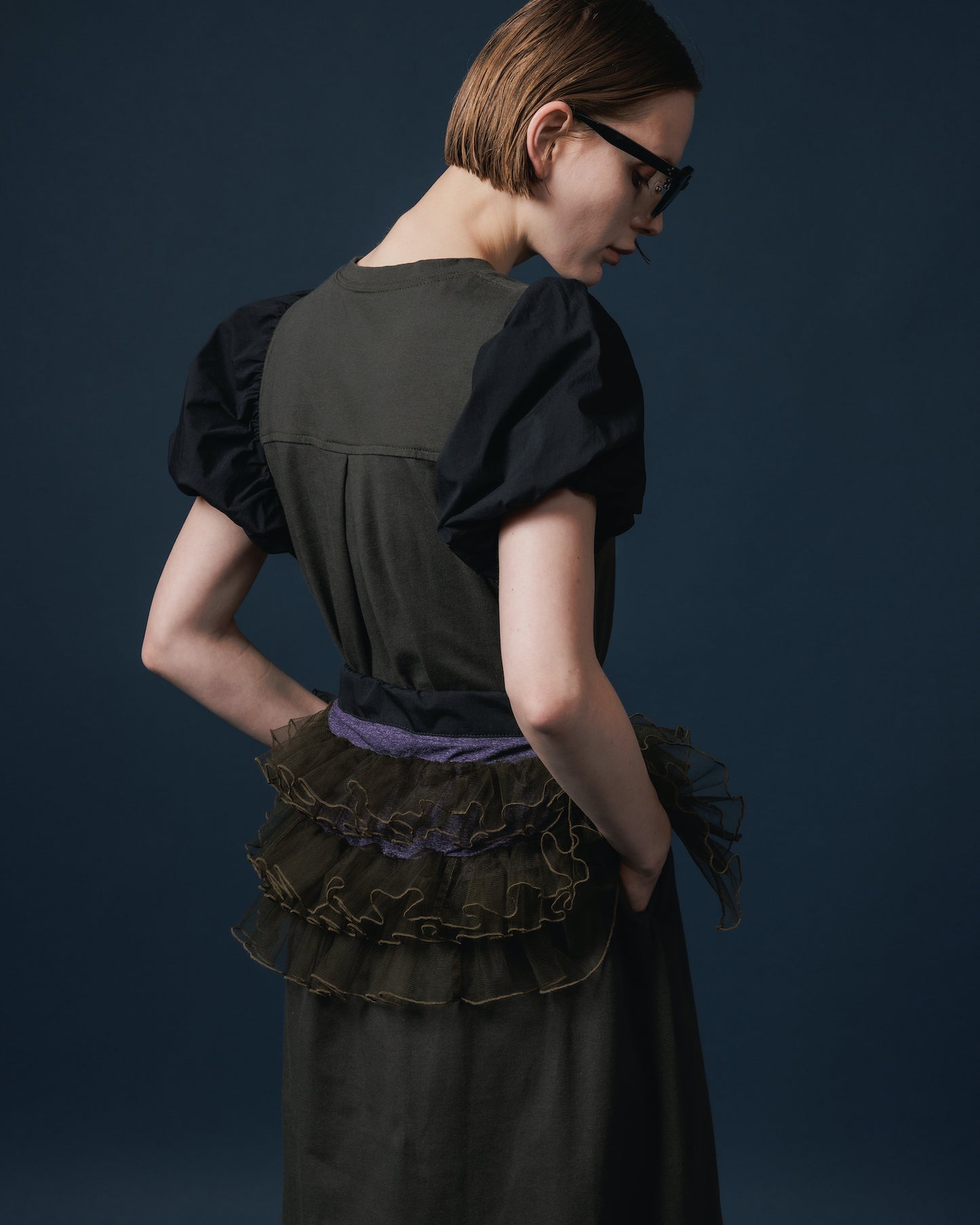 TULLE FRILL BELT (PURPLE x KHAKI)