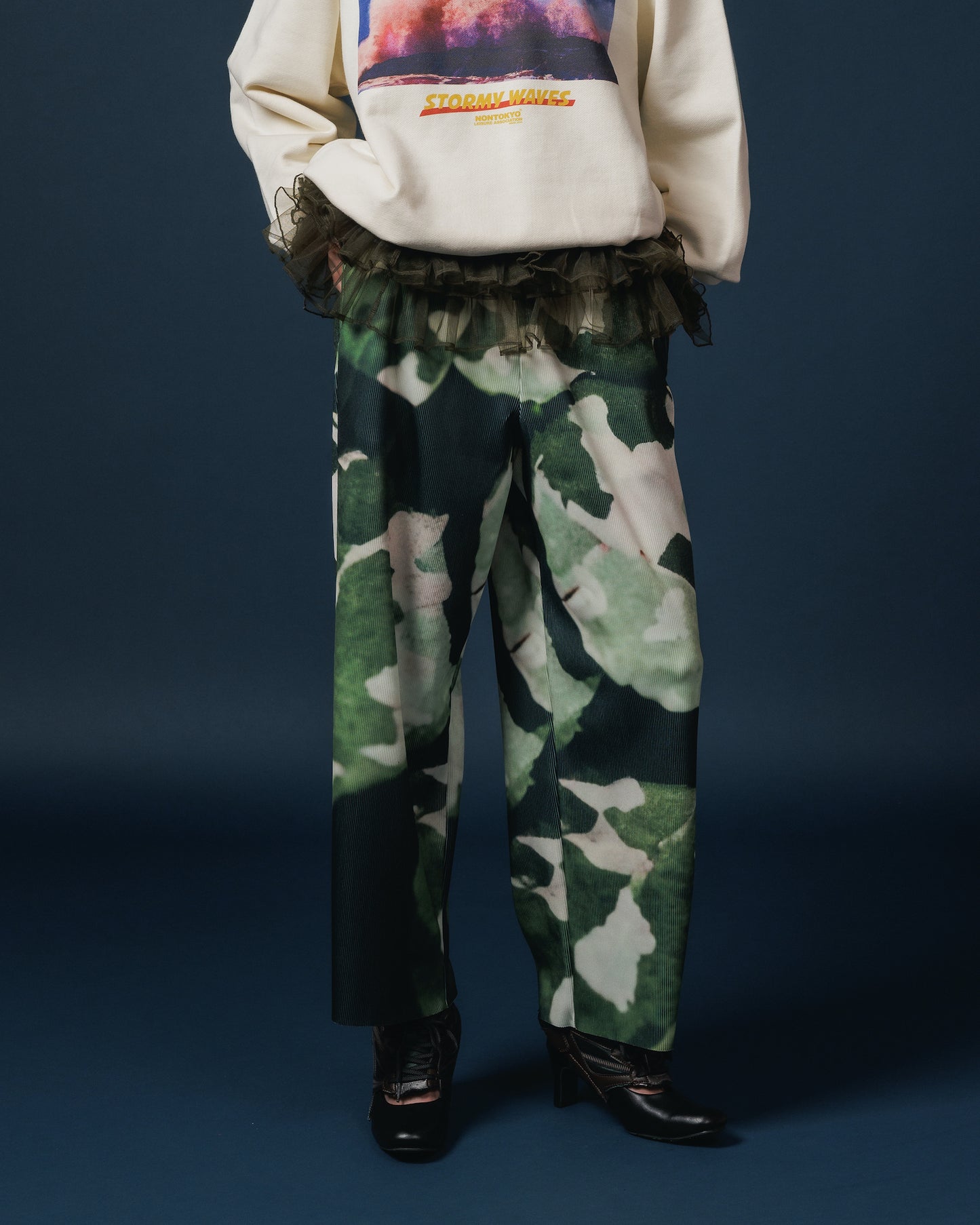 PRINT RIB WIDE PANTS (CAMO)