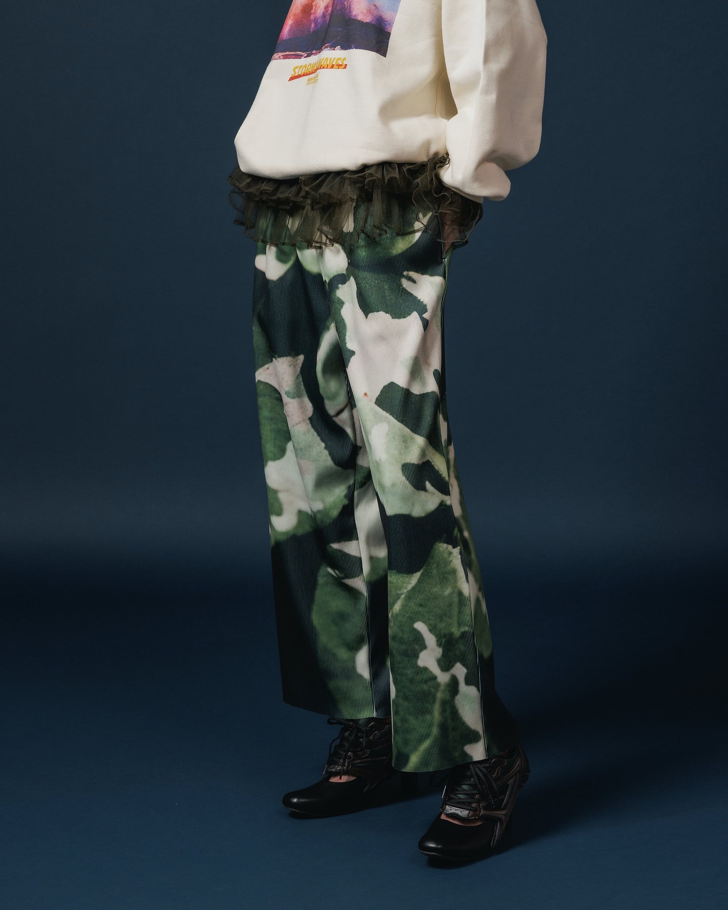 PRINT RIB WIDE PANTS (CAMO)