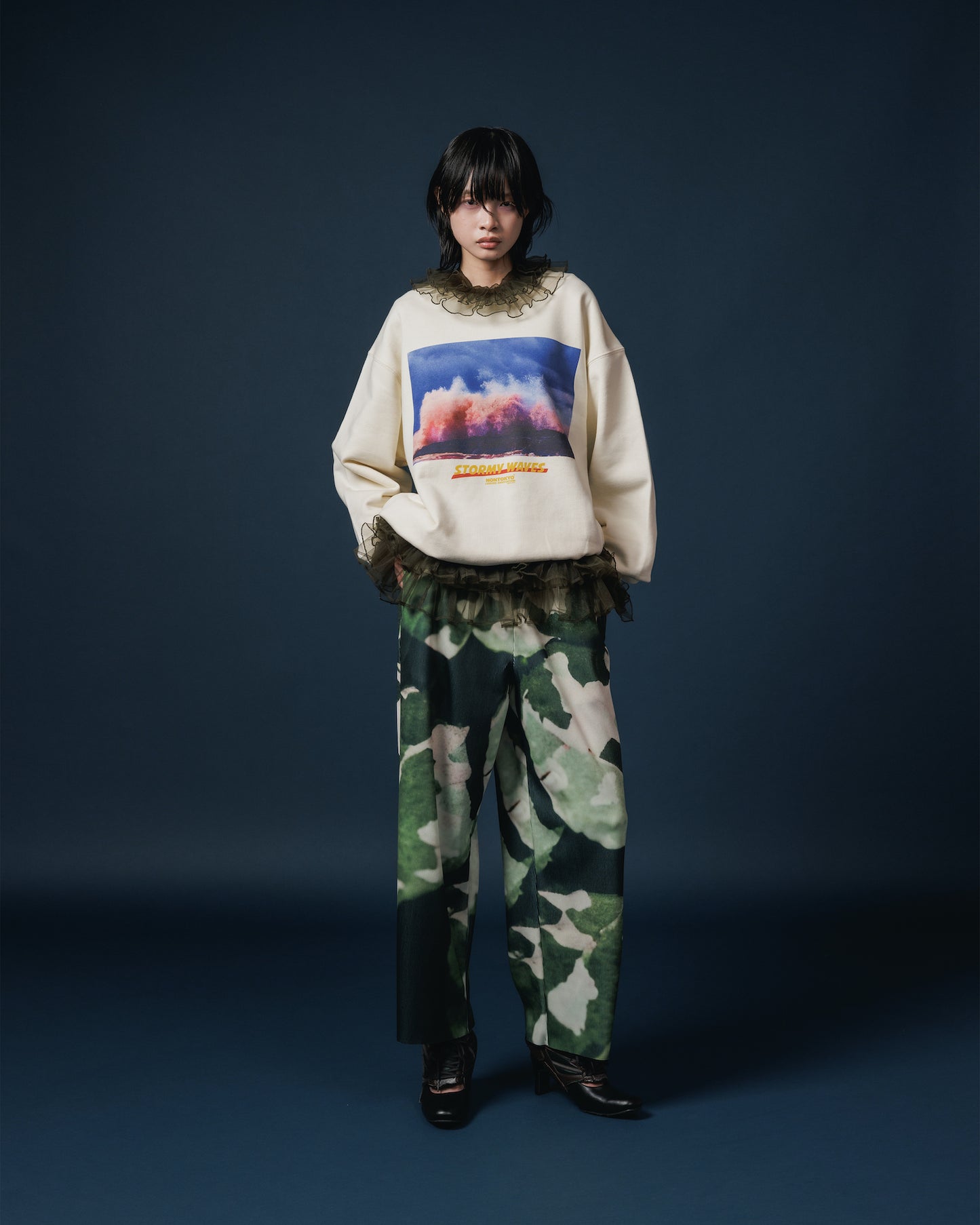PRINT RIB WIDE PANTS (CAMO)