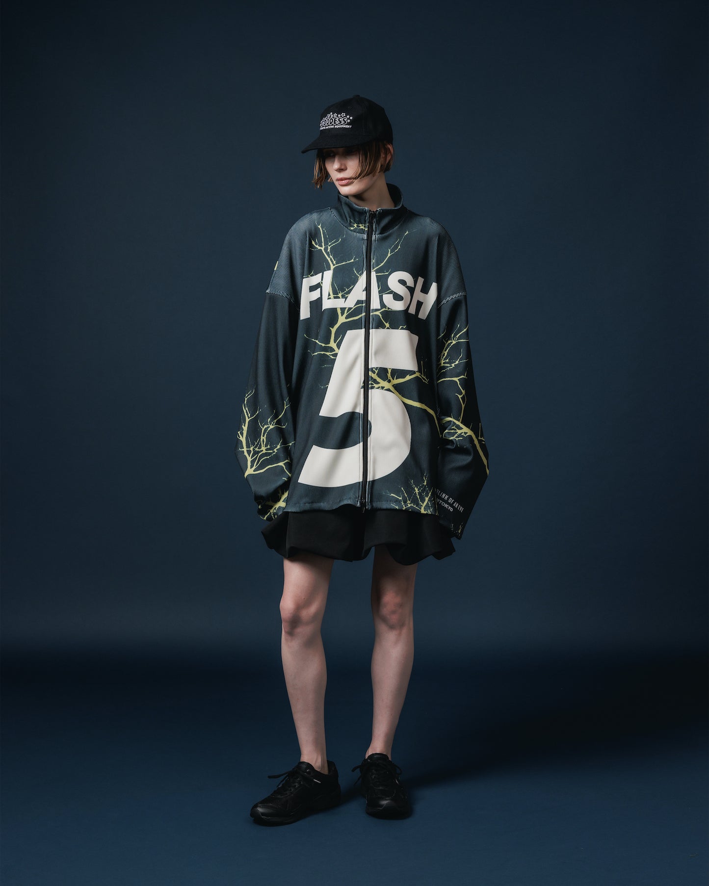 PRINT RIB ZIP-UP BLOUSON (THUNDER)