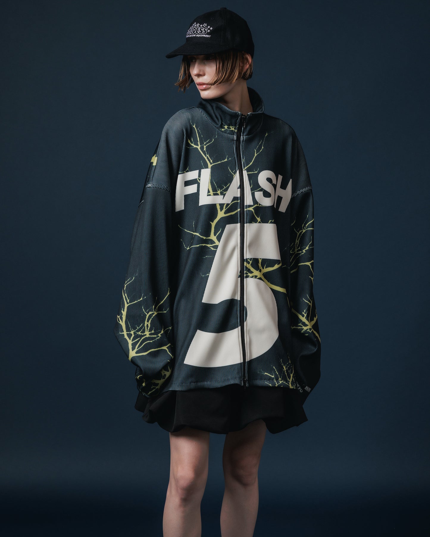 PRINT RIB ZIP-UP BLOUSON (THUNDER)