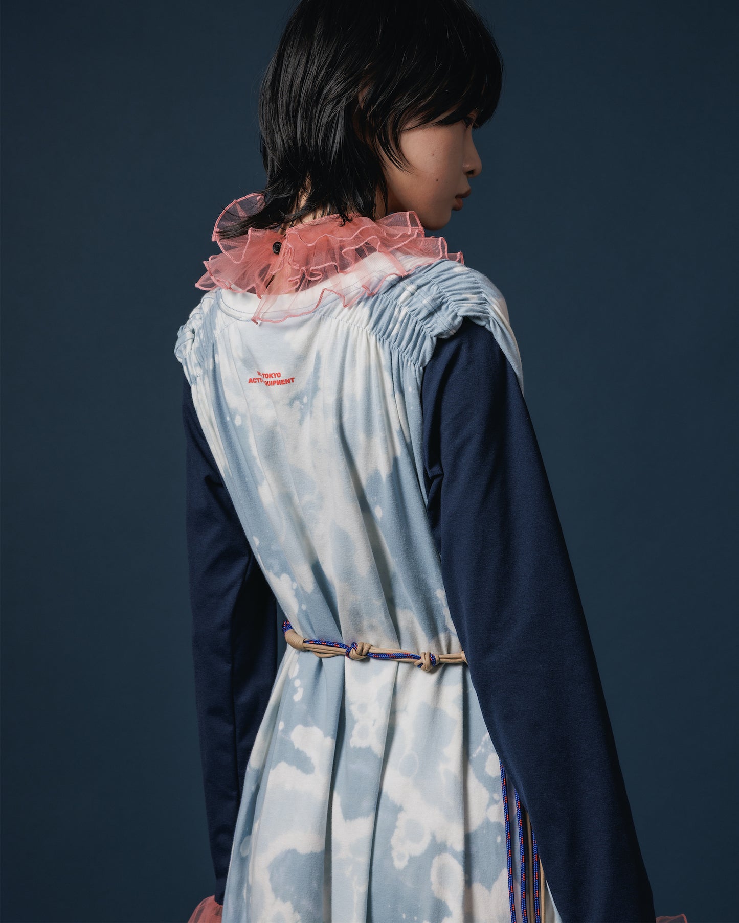 HEM FRILL C/S (NAVY x PINK)