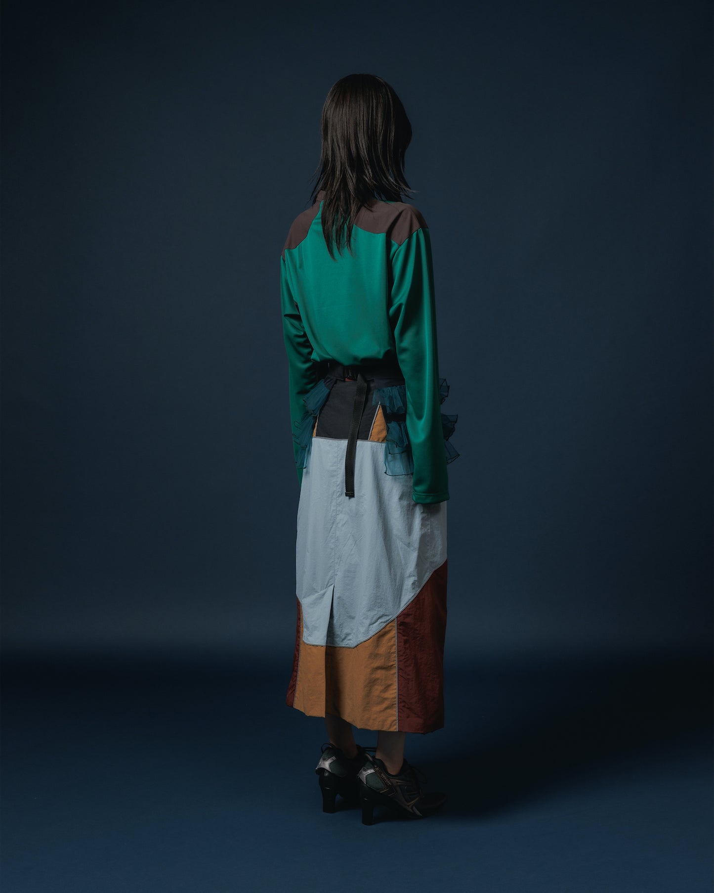 TULLE FRILL BELT (BLACK x GREEN)