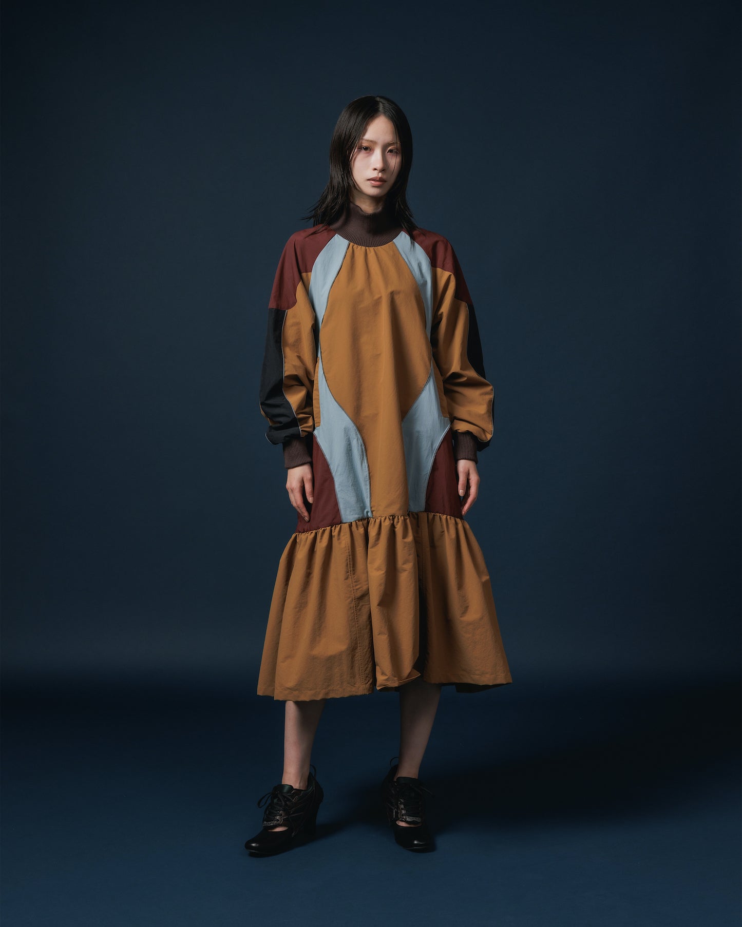 SWITCHING NYLON ONE-PIECE (MUSTARD x BLUE)