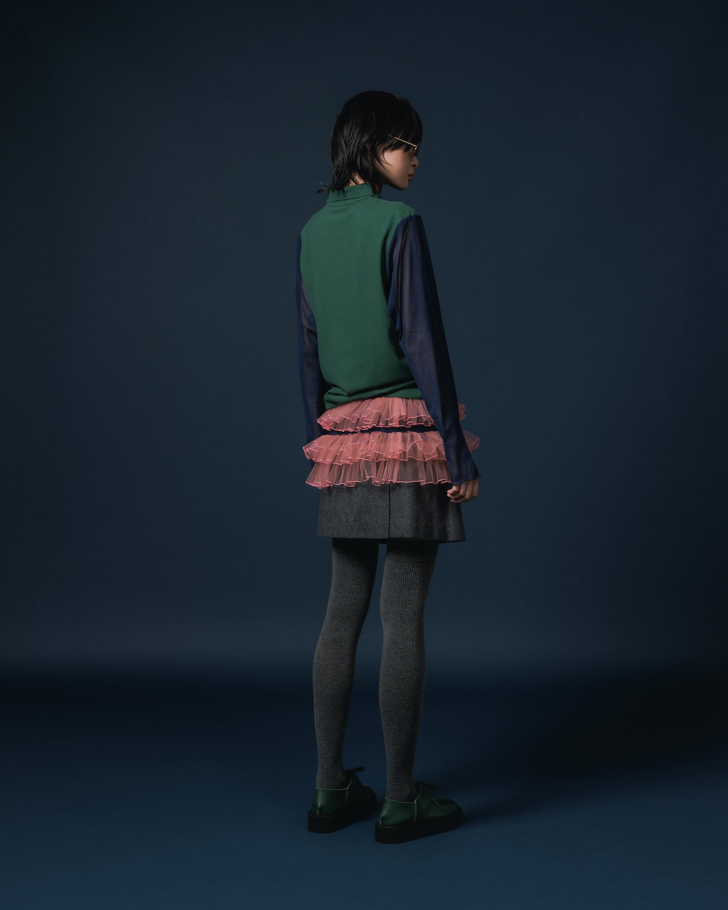TULLE FRILL BELT (NAVY x PINK)