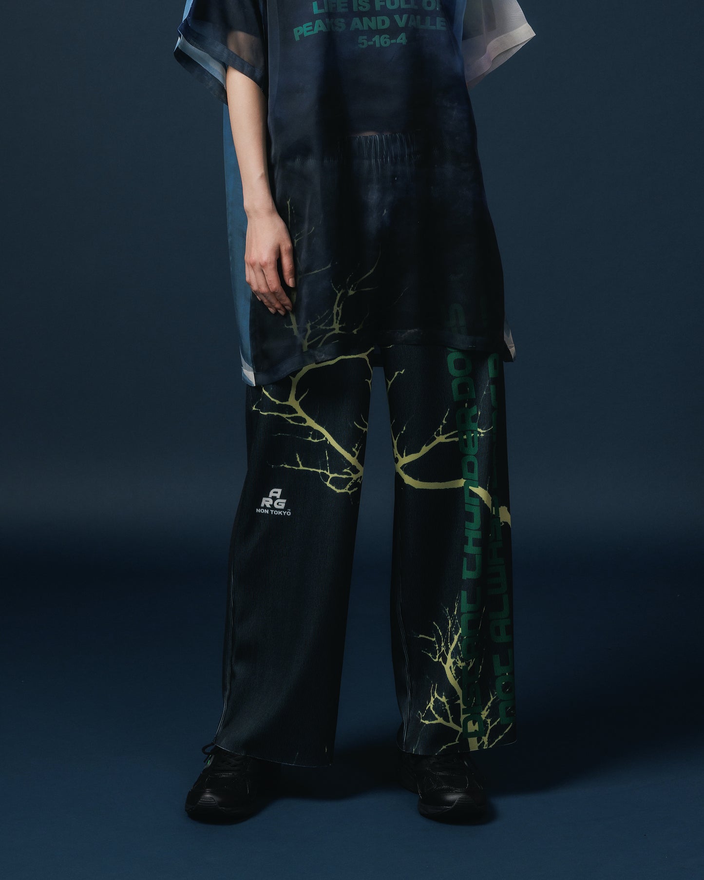 PRINT RIB WIDE PANTS (THUNDER)