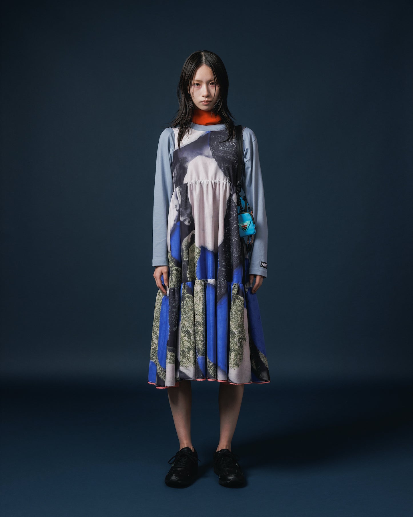 SHEER HIGH NECK L/S T-SHIRT (BLUE)