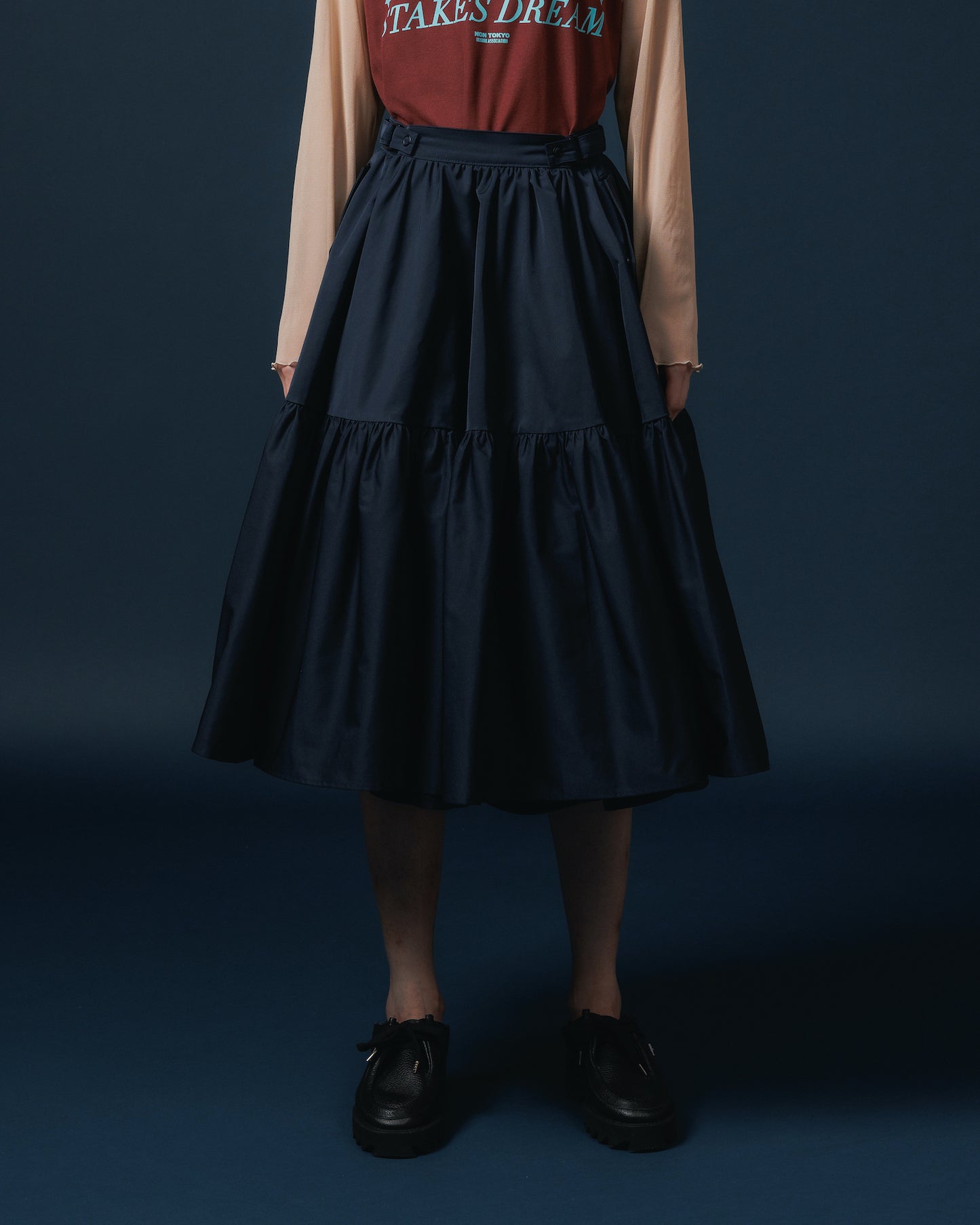 GATHER SKIRT (NAVY)