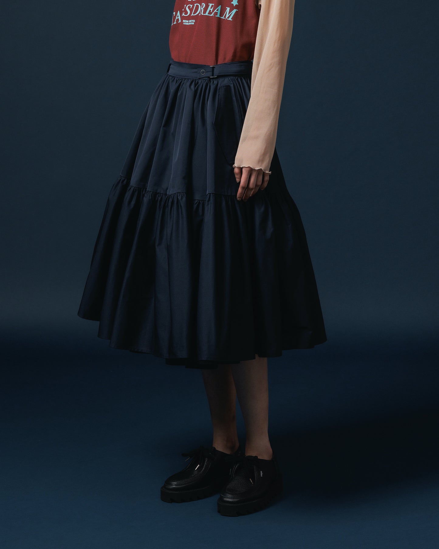 GATHER SKIRT (NAVY)