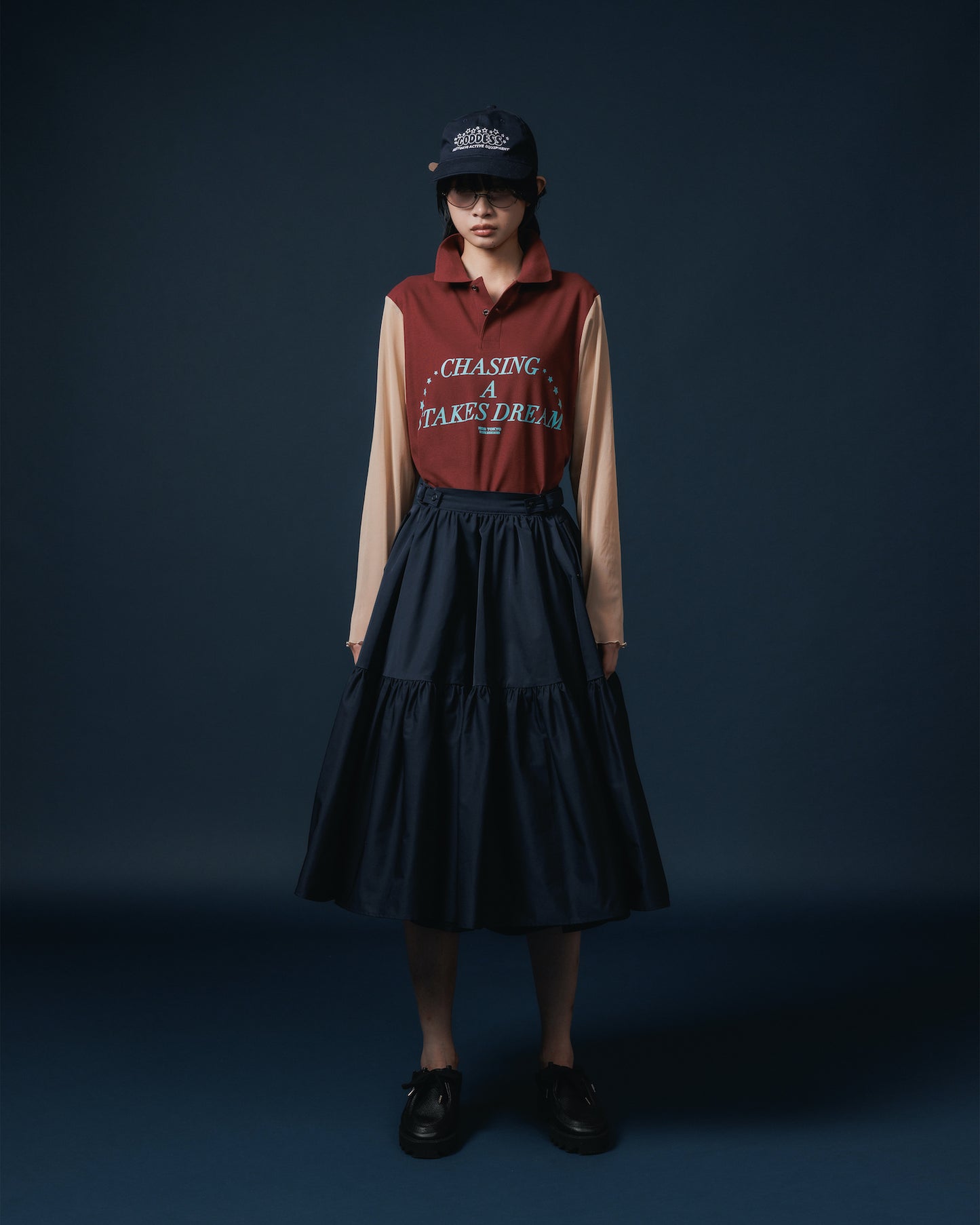 GATHER SKIRT (NAVY)