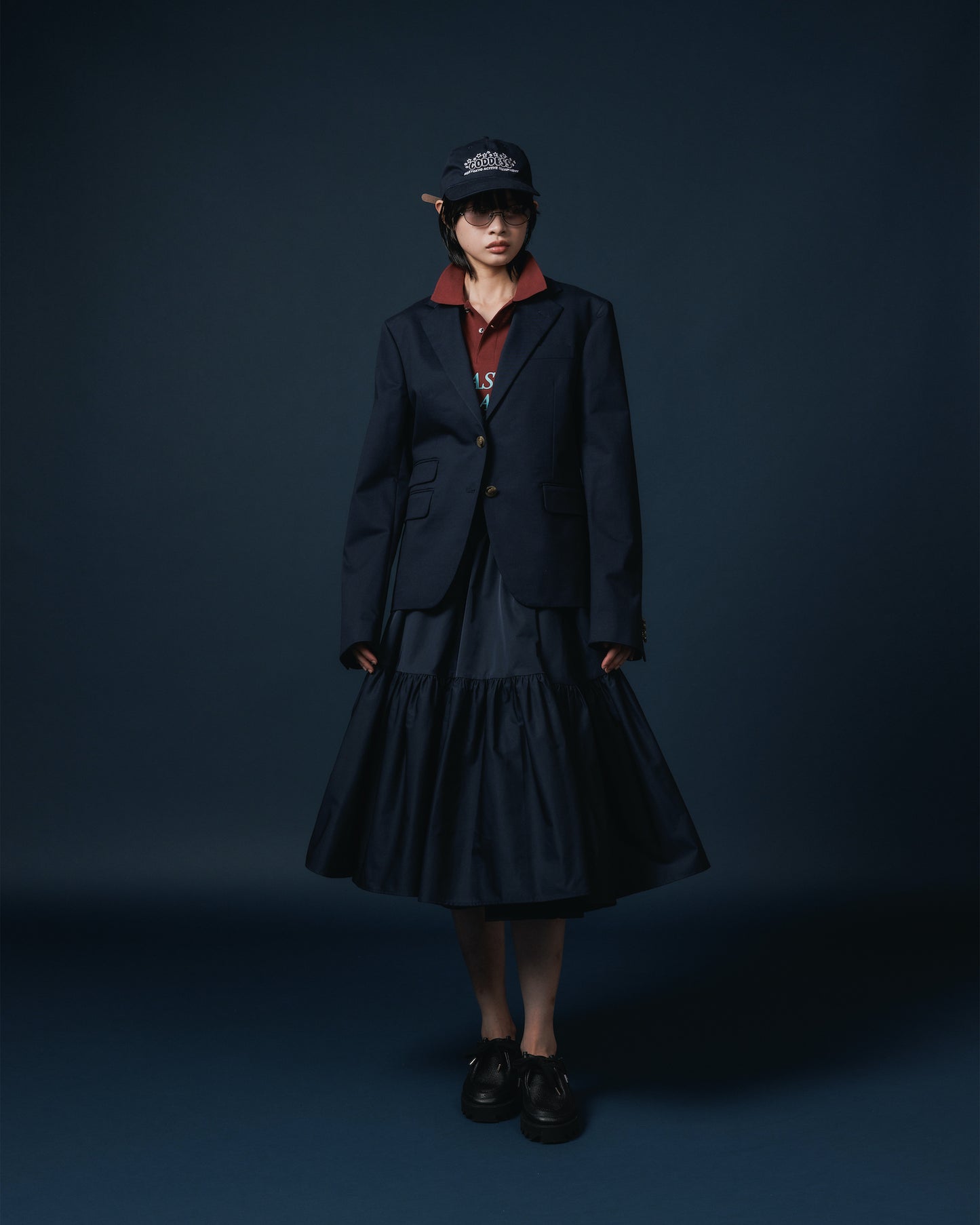GATHER SKIRT (NAVY)