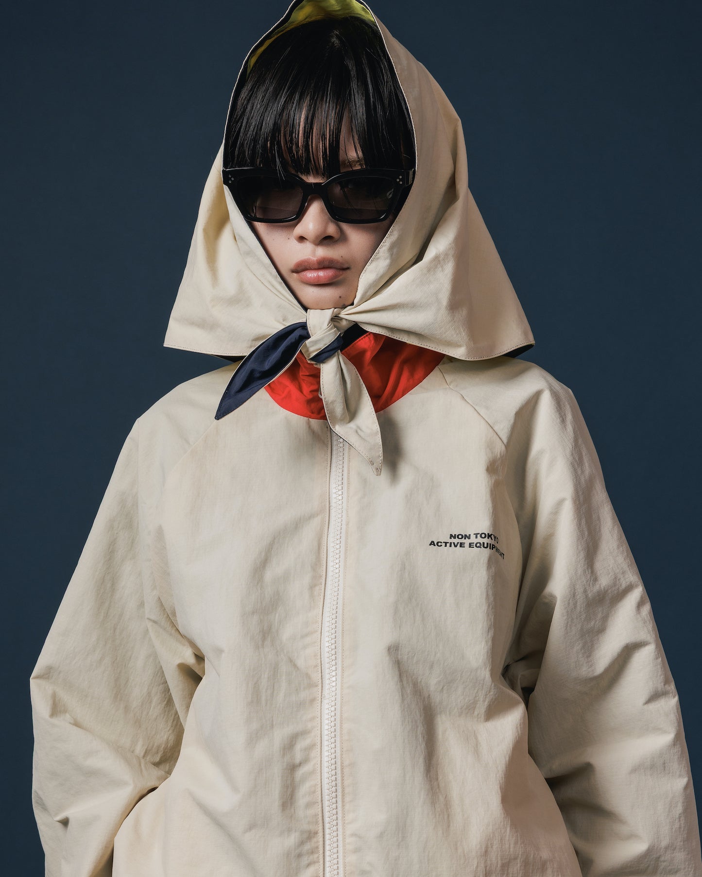 REVERSIBLE SWITCHING BLOUSON & SCARF (BROWN x IVORY)