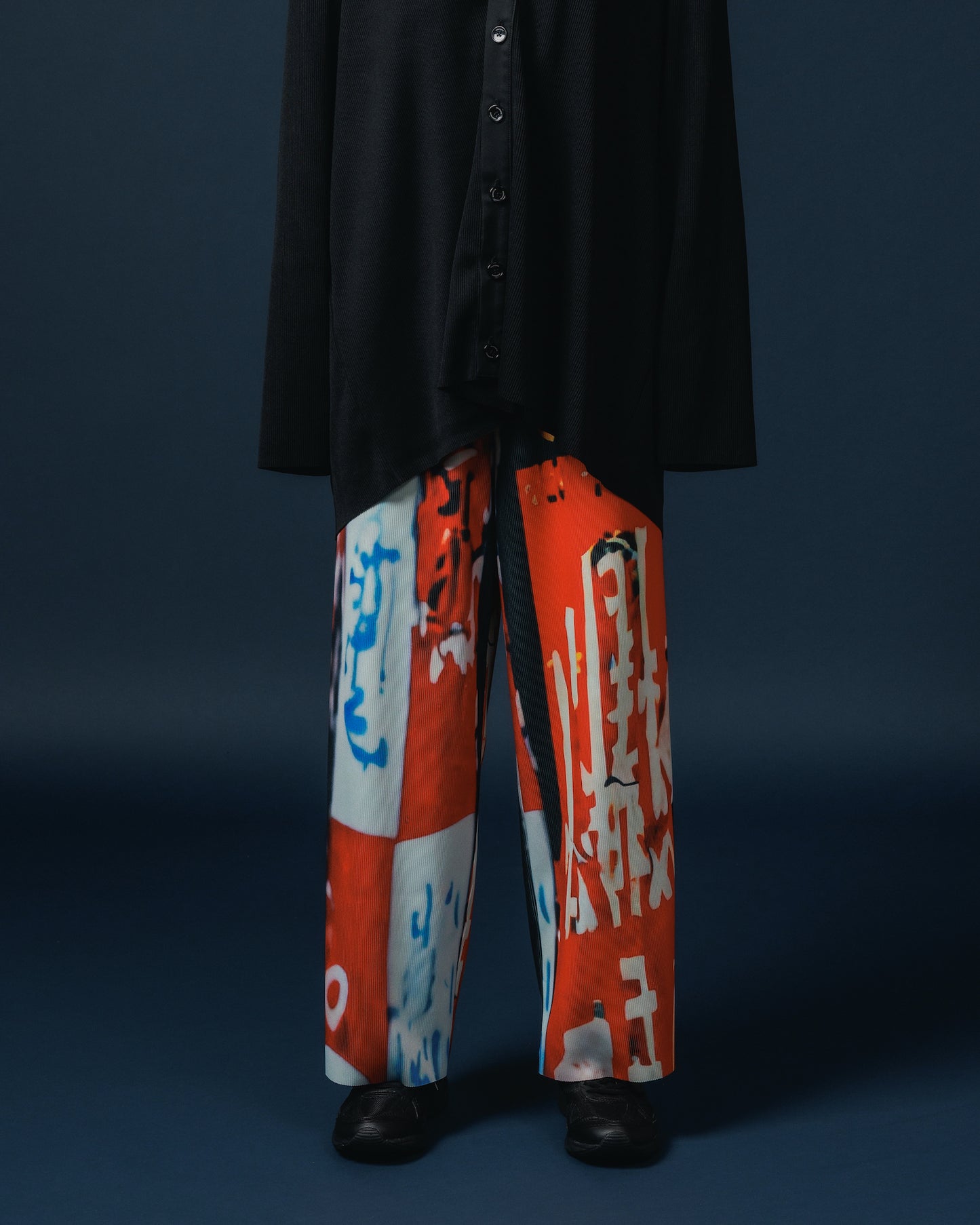 PRINT RIB WIDE PANTS (COLLAGE)