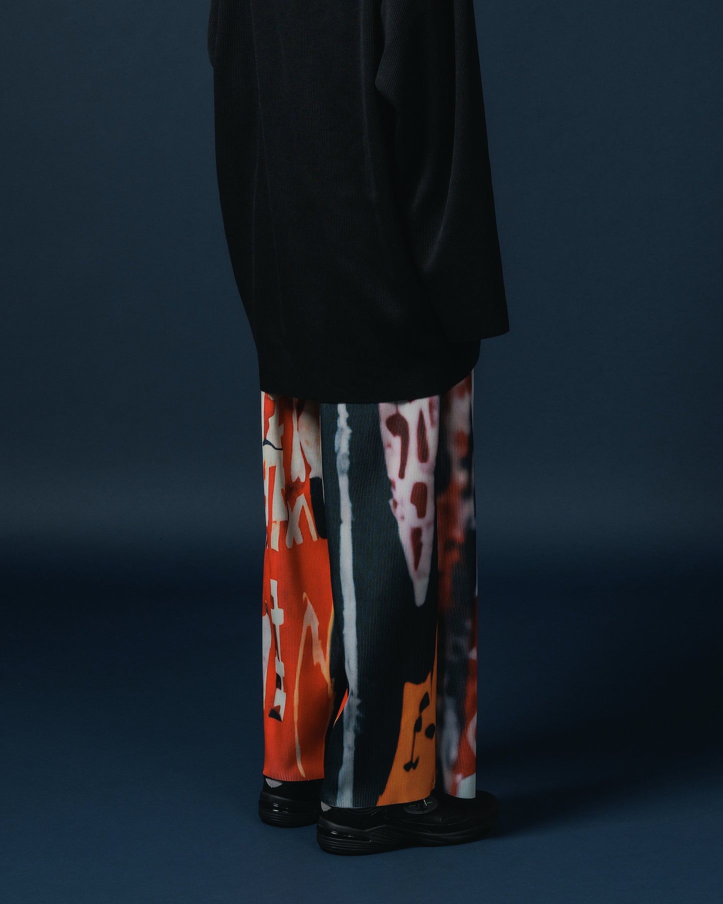 PRINT RIB WIDE PANTS (COLLAGE)
