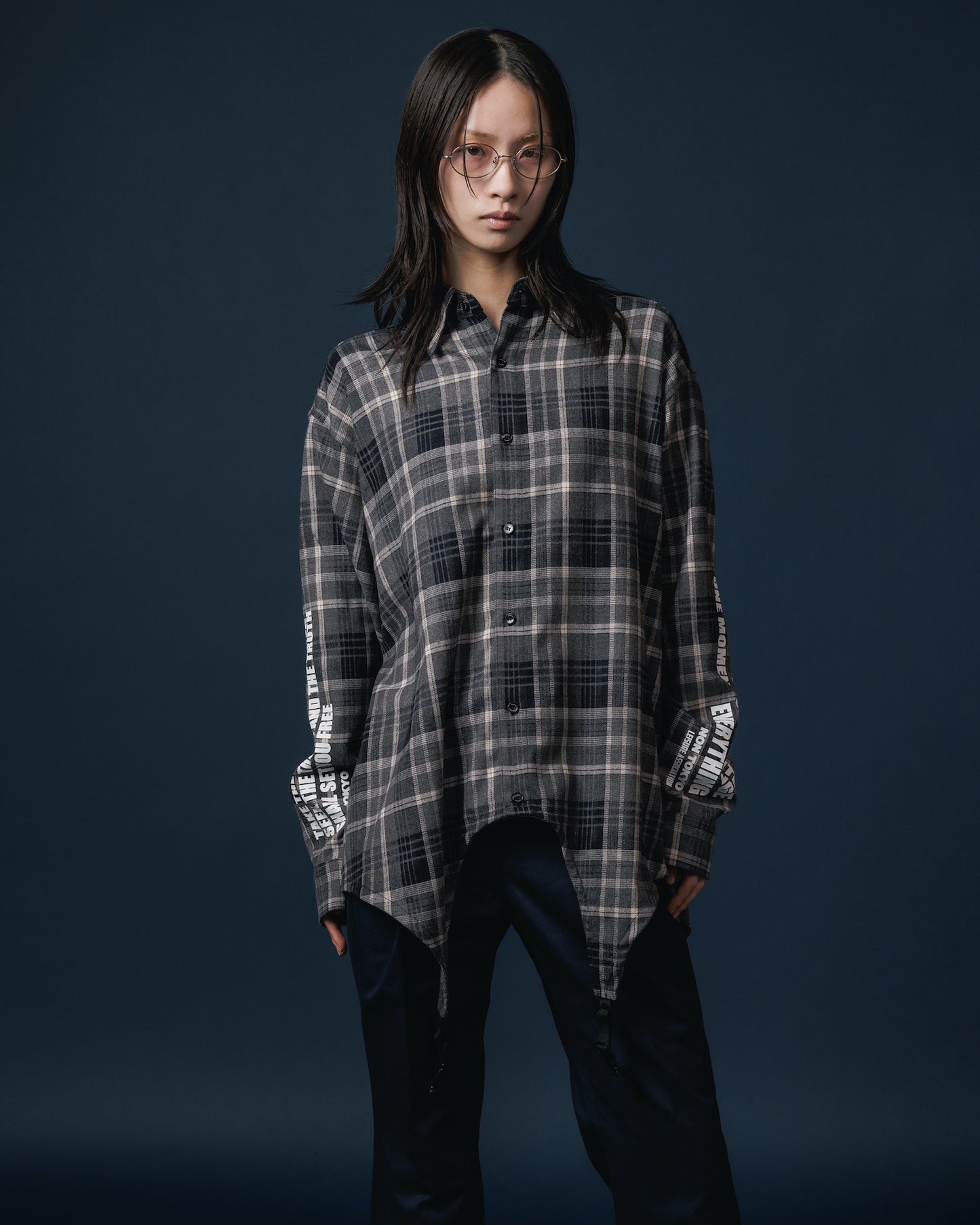 2WAY FLANNEL CHECK SHIRT (BLACK)