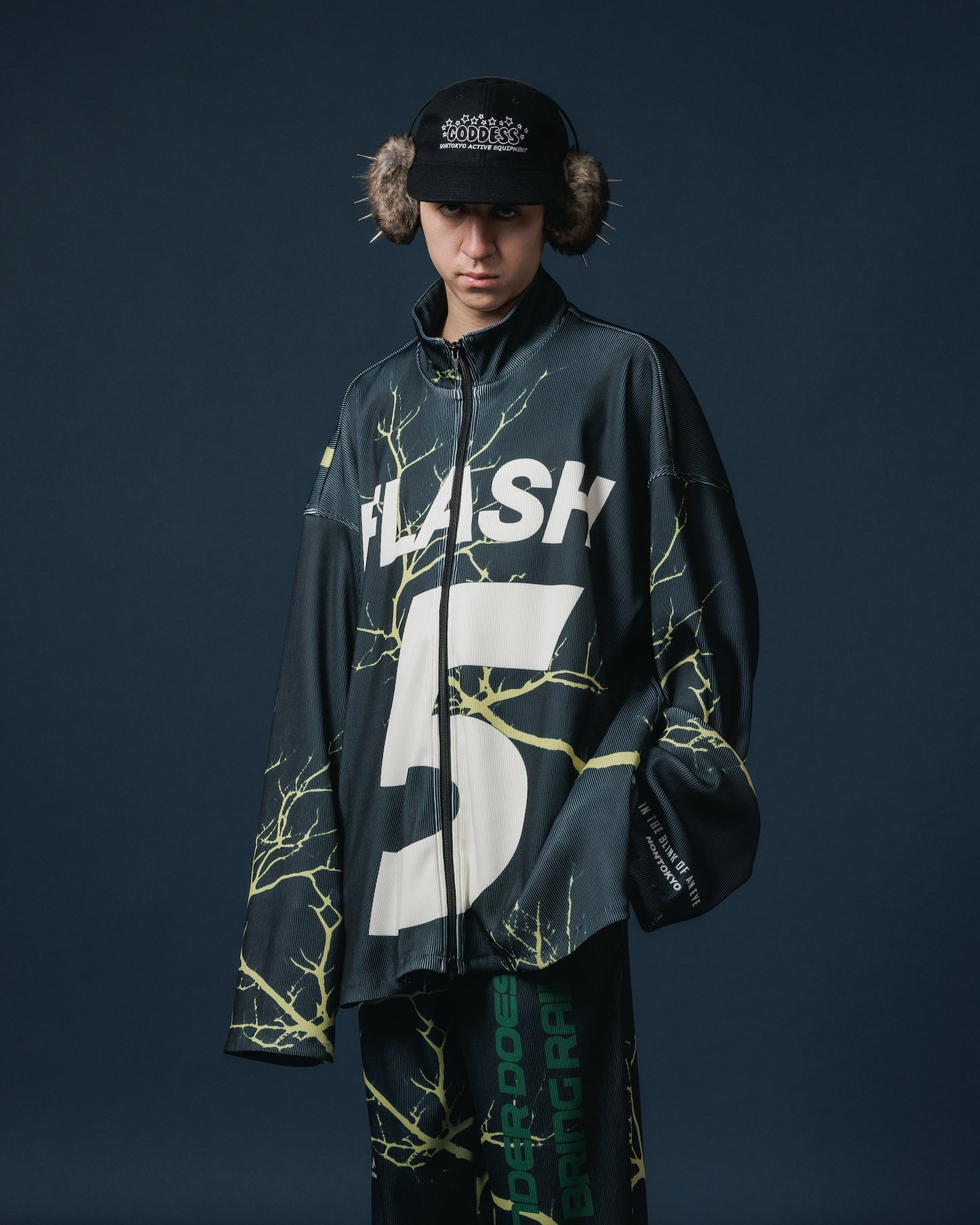 PRINT RIB ZIP-UP BLOUSON (THUNDER)