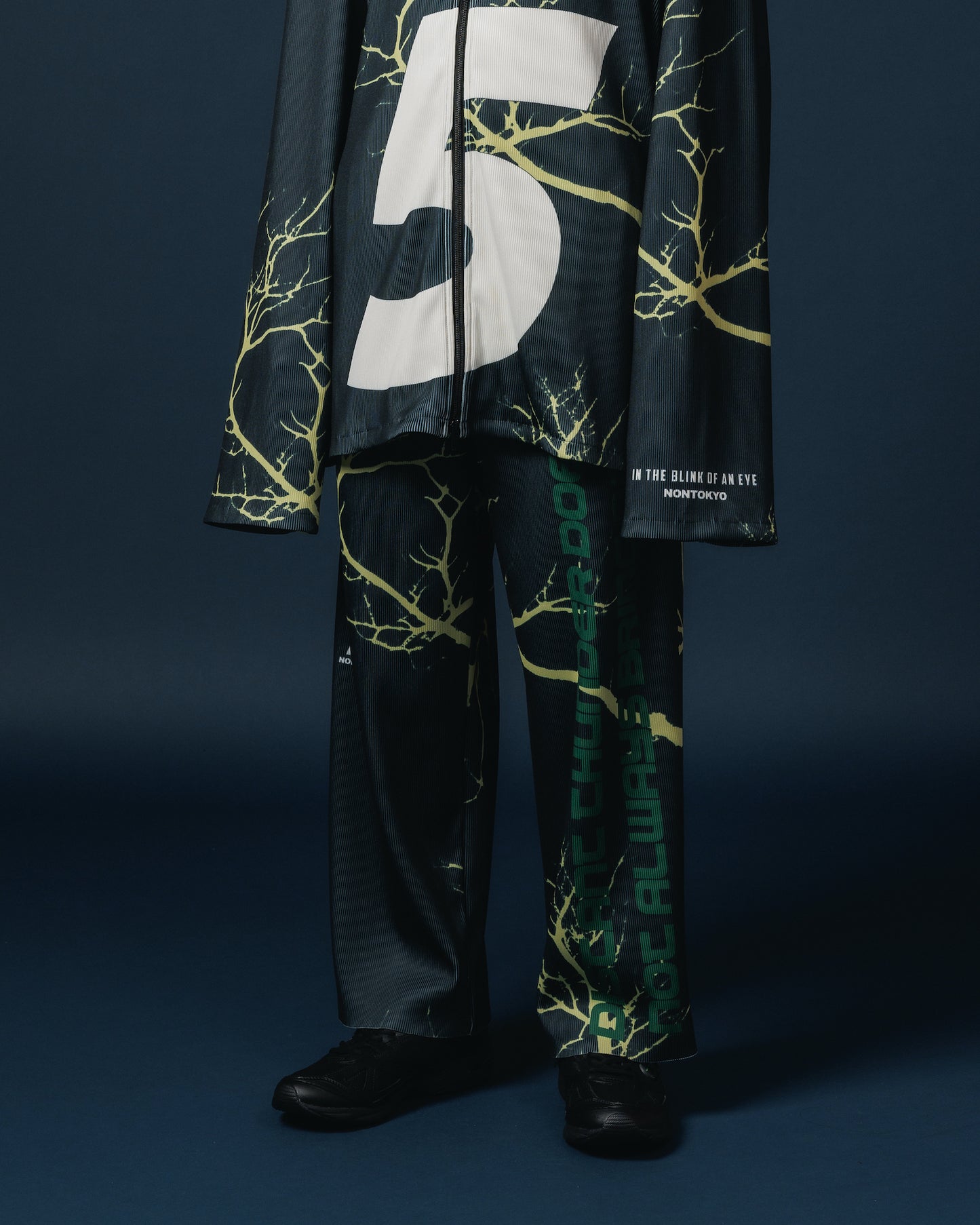 PRINT RIB WIDE PANTS (THUNDER)