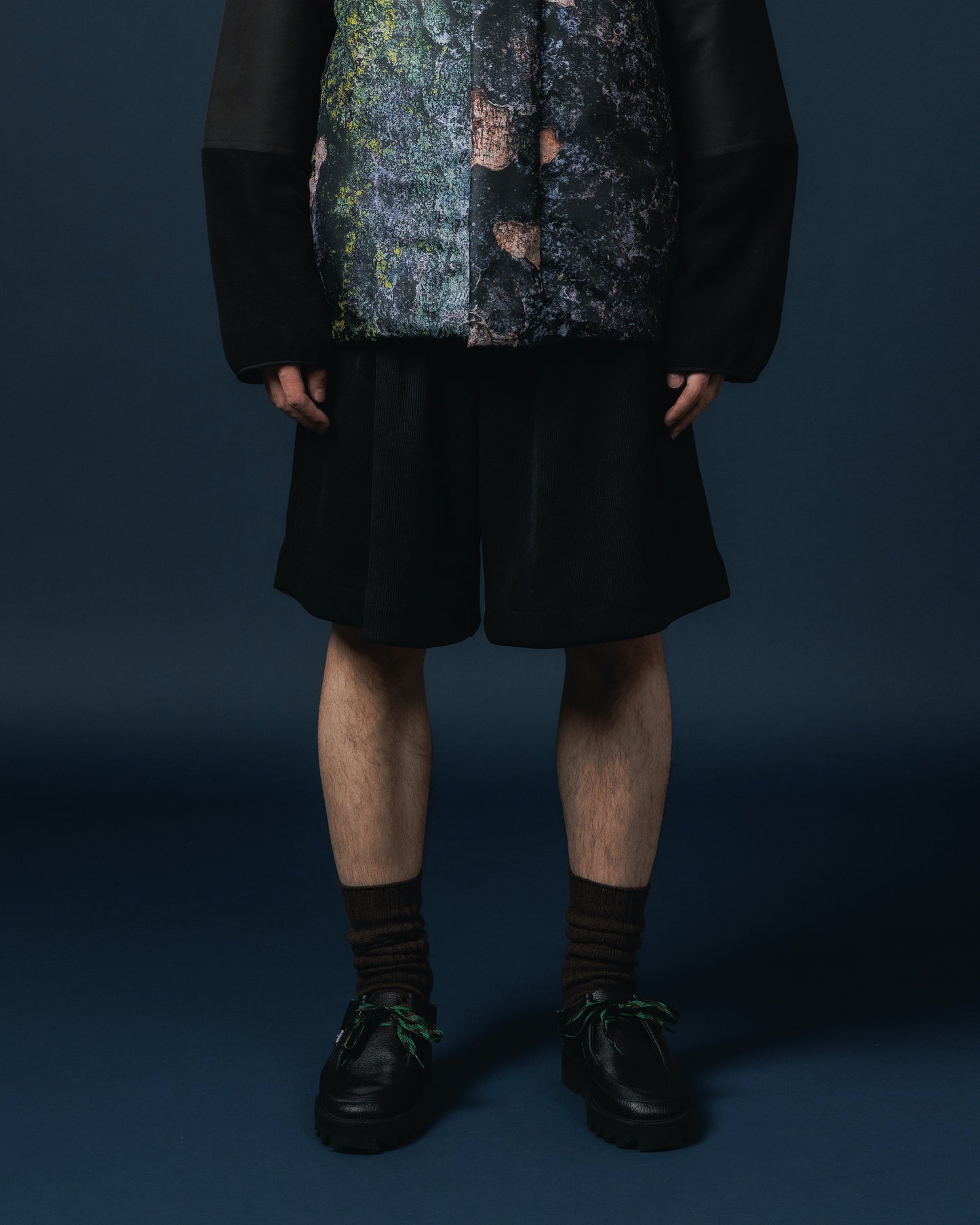 RIB WIDE SHORTS (BLACK)