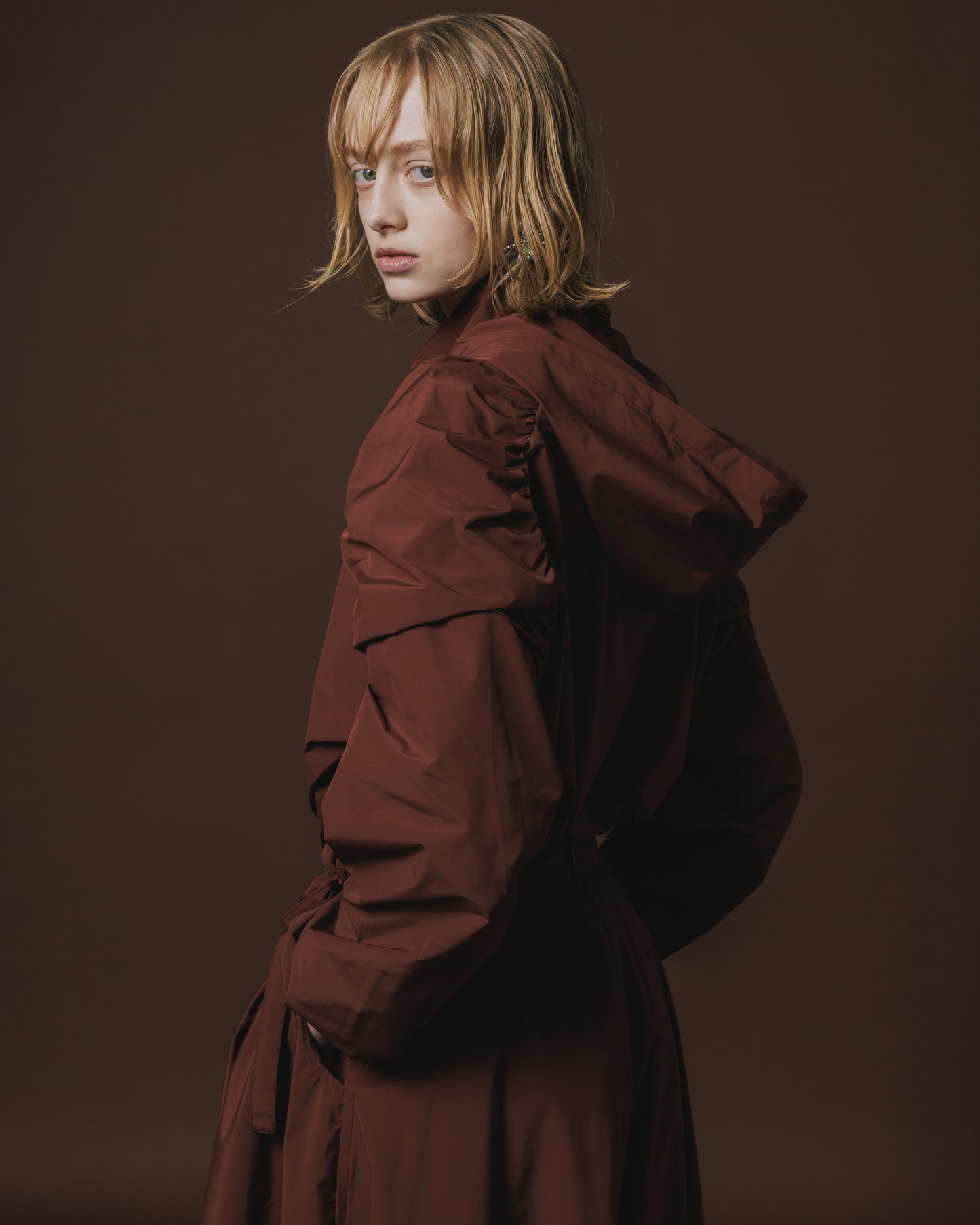 2WAY GATHER SHOULDER BLOUSON (WINE)