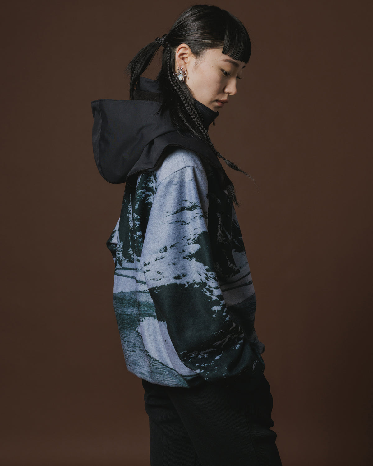 PRINT FLEECE BLOUSON (GRAY)