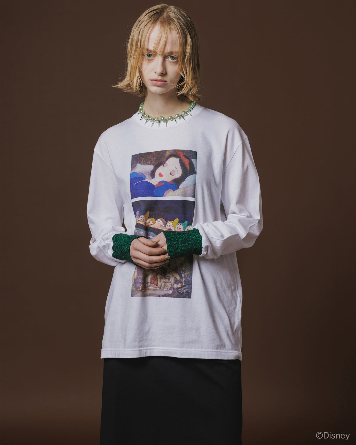 【Disney collection】PRINT L/S T-SHIRT / SNOW WHITE (WHITE)