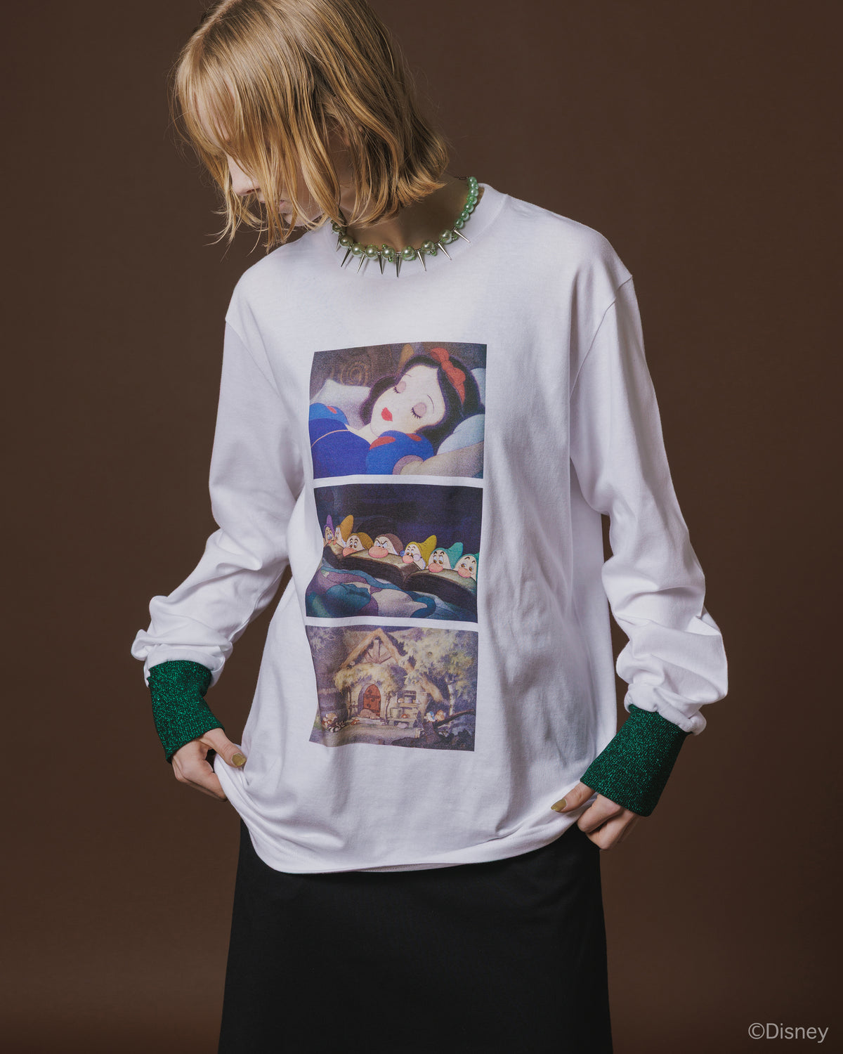【Disney collection】PRINT L/S T-SHIRT / SNOW WHITE (WHITE)
